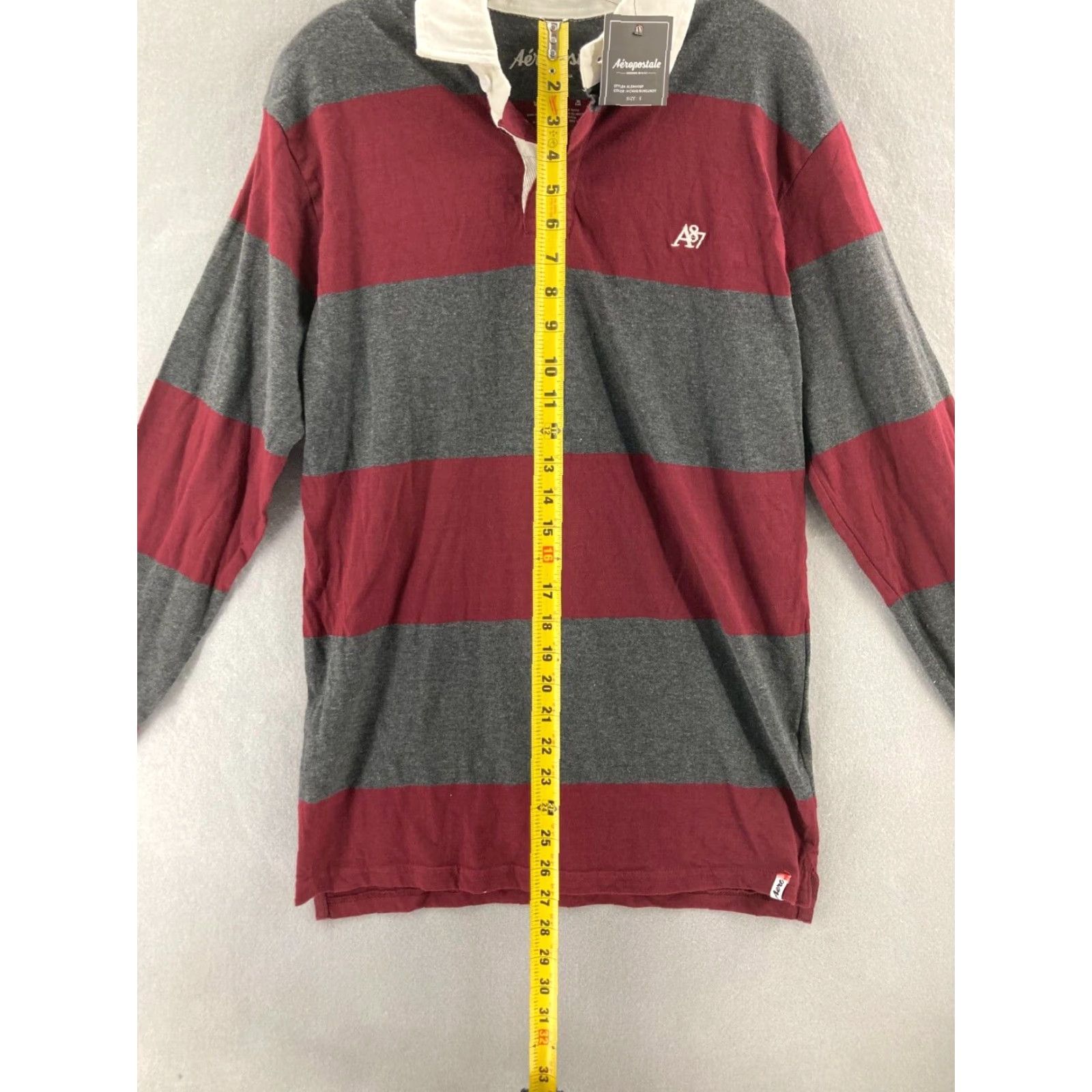 Vintage VINTAGE Aéropostale Polo Shirt Mens Small Long Sleeve Striped Burgundy Classic Casual Size US S / EU 44-46 / 1 - 7 Thumbnail