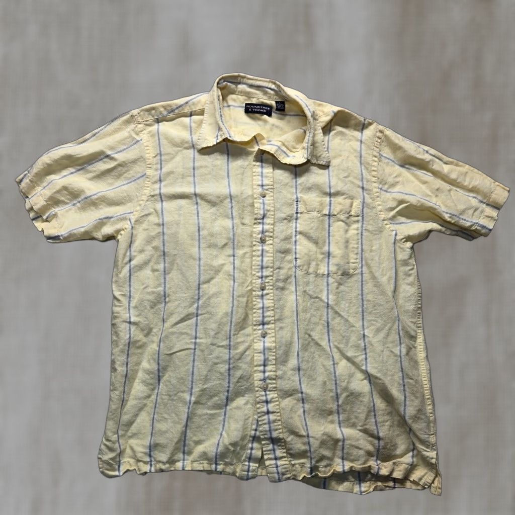 Roundtree & Yorke Roundtree & Yorke Shirt Short Sleeve Yellow Button-Up Adult Mens L Size 42R - 1 Thumbnail