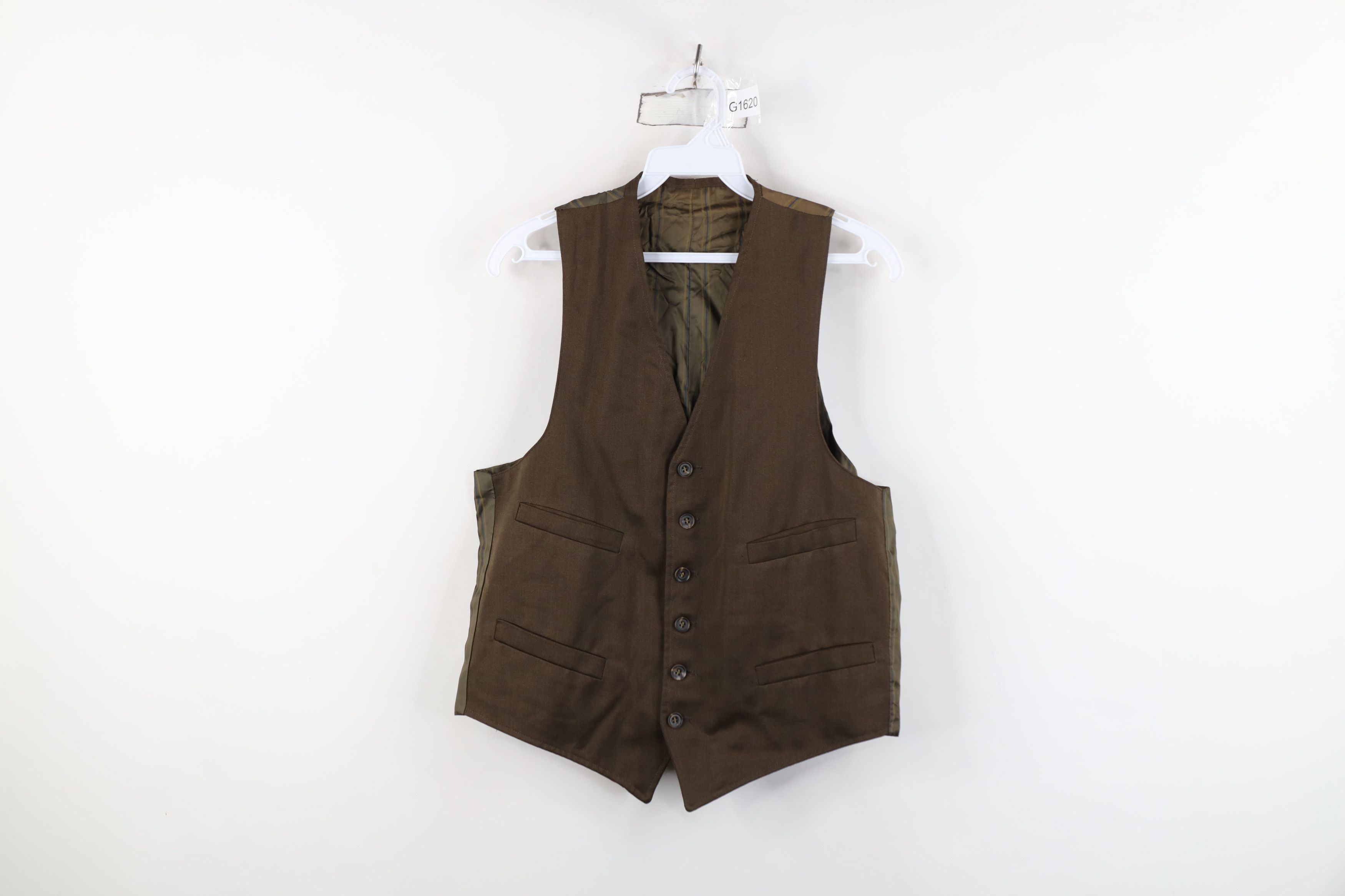 Vintage Vintage 50s 60s Rockabilly Gabardine Vest Jacket Brown USA Size US S / EU 44-46 / 1 - 1 Thumbnail