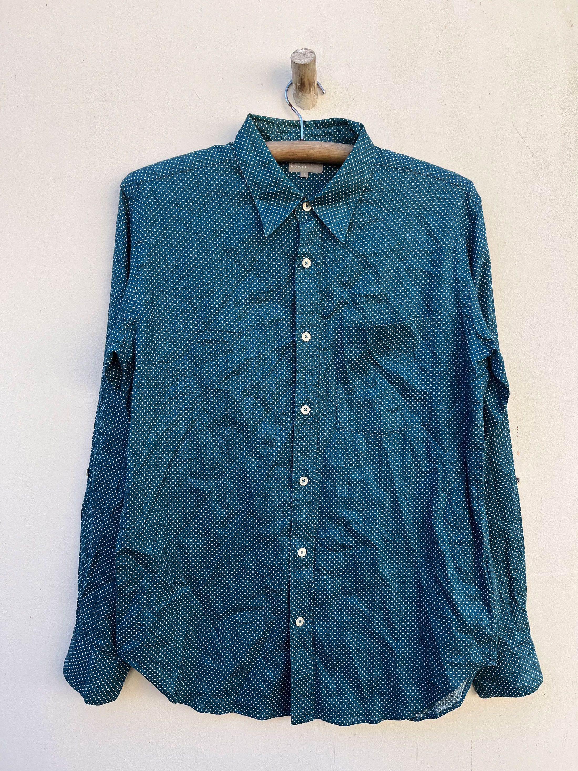 Designer × Margaret Howell Margaret Howell Indigo White Dot Roll Up Sleeve Uniform Size US L / EU 52-54 / 3 - 1 Thumbnail