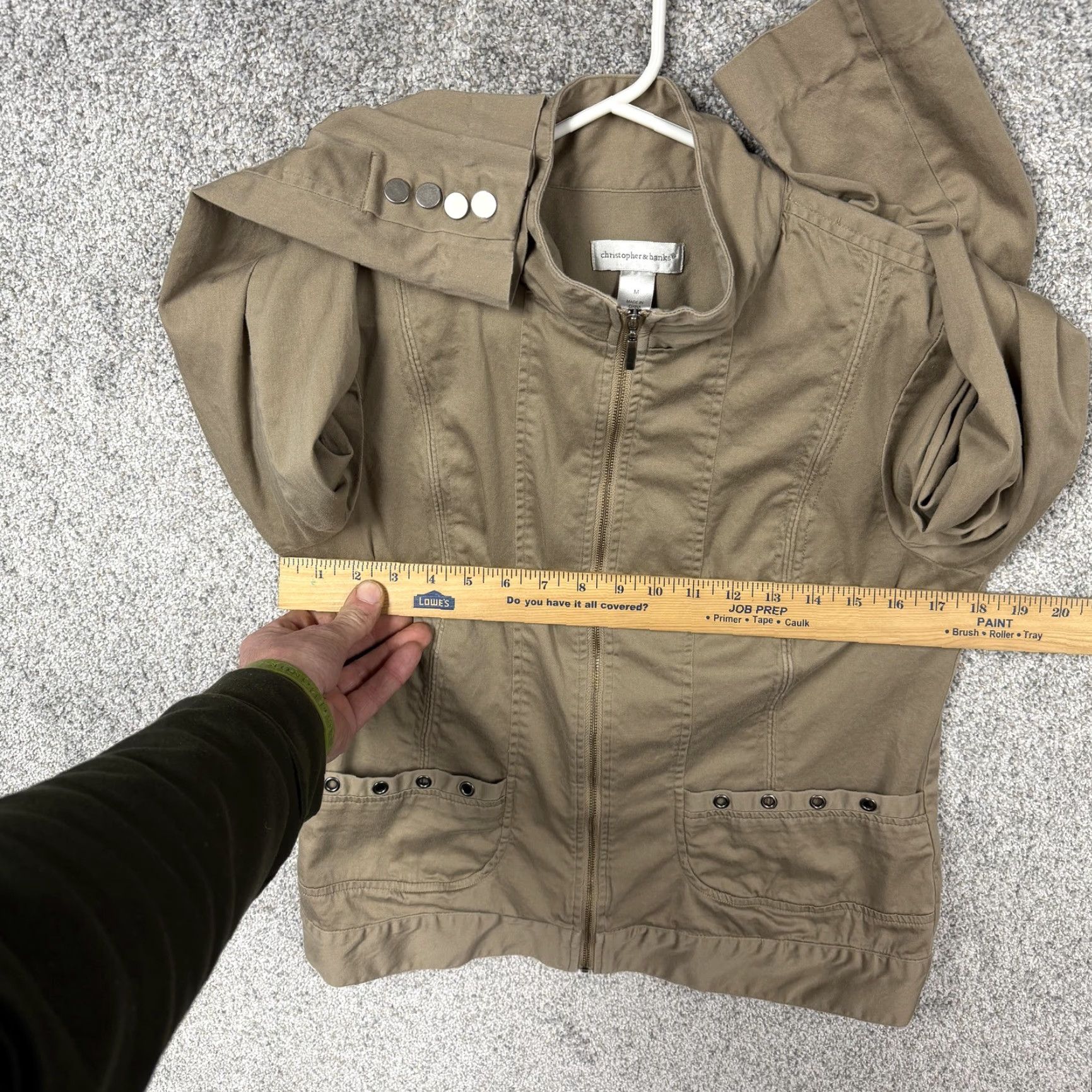 Vintage Christopher & Banks Field Jacket Womens M Beige Twill Full Zip Utility Outdoor Jacket Size M / US 6-8 / IT 42-44 - 4 Thumbnail