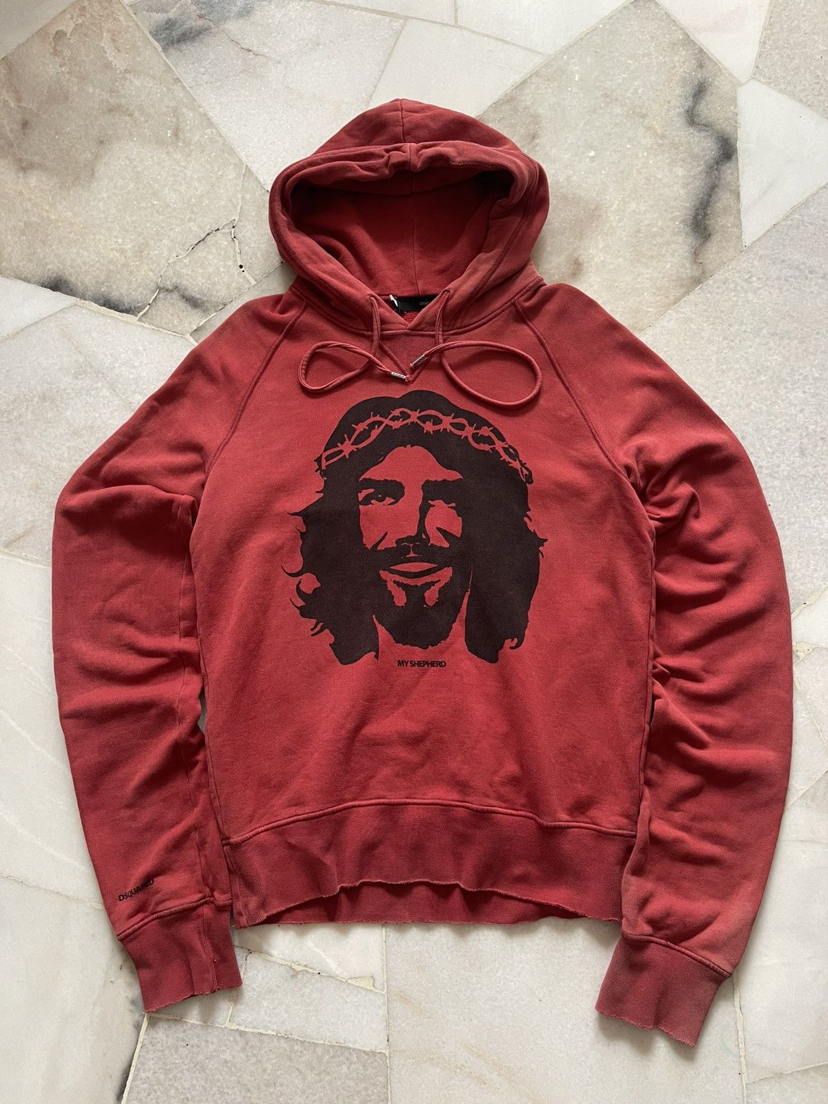 Dsquared2 DSQUARED2 “My Shepherd” Jesus Vintage Red Hoodie (M
