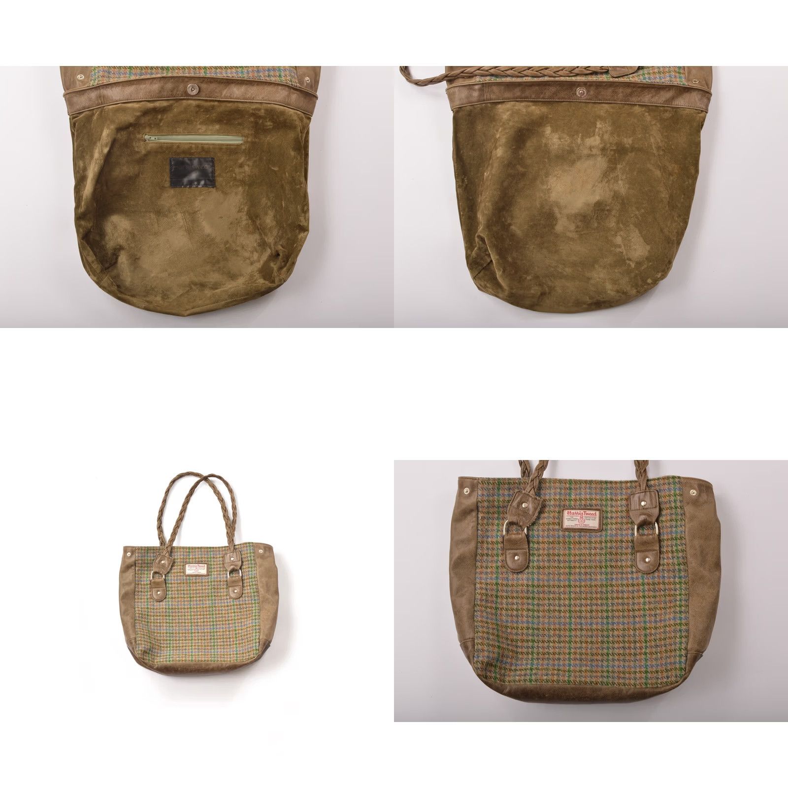 Harris Tweed Harris Tweed Tote Hand Bag Plaid Womens Tote Harris Tweed Multicolor Wool Exterior Material Tweed Plaid Tote Hand Bag Womens Harris Tweed Plaid Size ONE SIZE - 8 Thumbnail