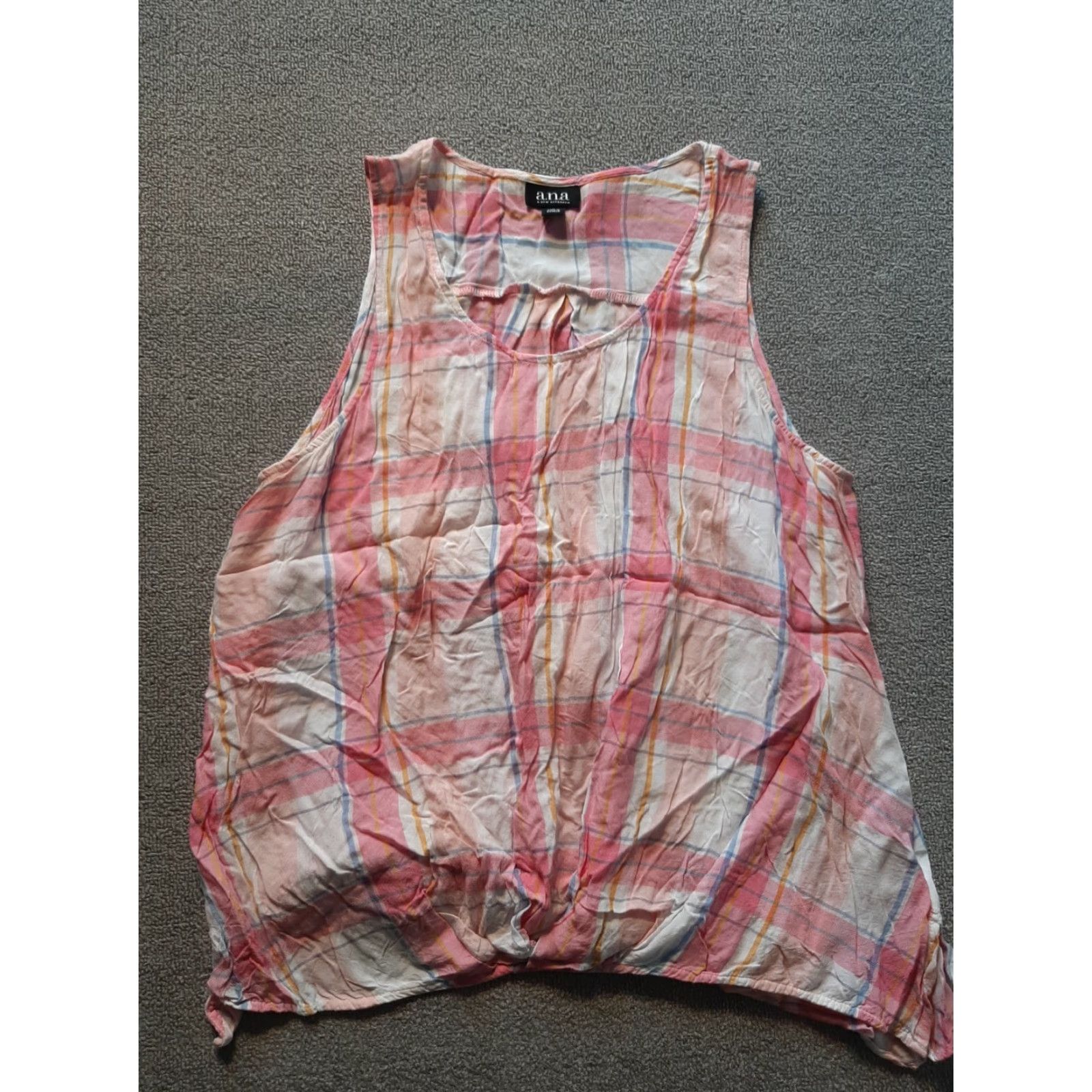 Pinko a.n.a Blouse Shirt Sleeveless Pink Plaid V-Neck Women L Large Casual Shirt Top Size L / US 10 / IT 46 - 2 Thumbnail