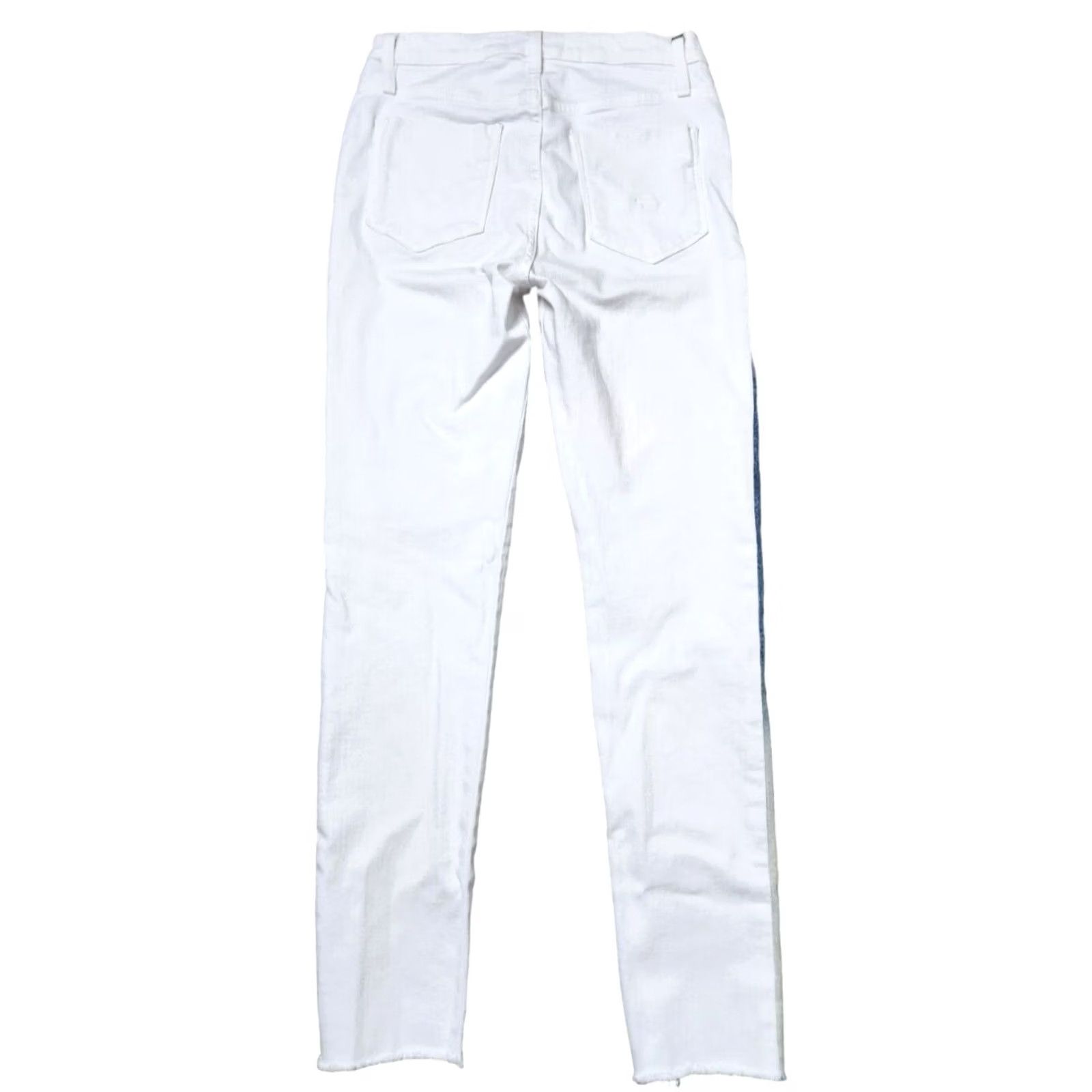 Hudson Hudson Jeans Skinny Jeans White Blue Stripe Denim 27 Womens Regular 90% Cotton 8% Polyester 2% Elastane Belted Pockets Raw Hem Size 27" / US 4 / IT 40 - 2 Thumbnail
