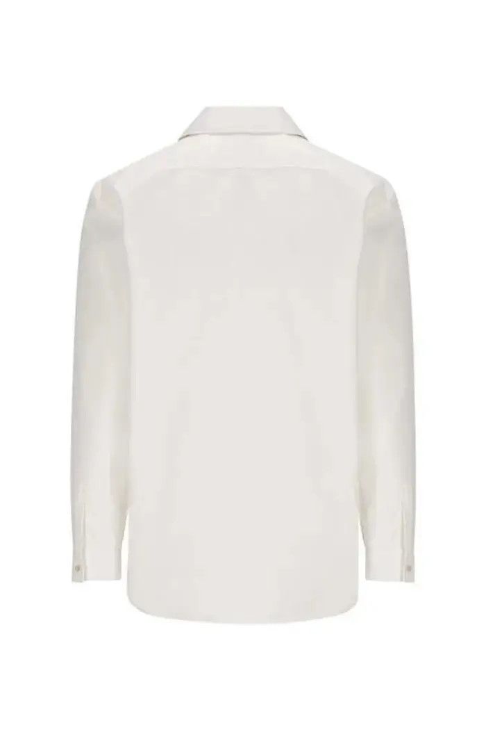 Saint Laurent Paris o1bcso1str1124 Lavalliere Neck Blouse in White Size US XL / EU 56 / 4 - 2 Thumbnail