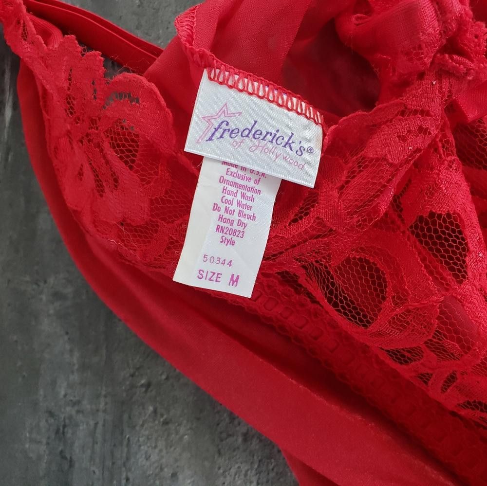 Designer Red Vintage Fredericks Lingerie Laced Bustier w/Garter Size ONE SIZE - 6 Thumbnail