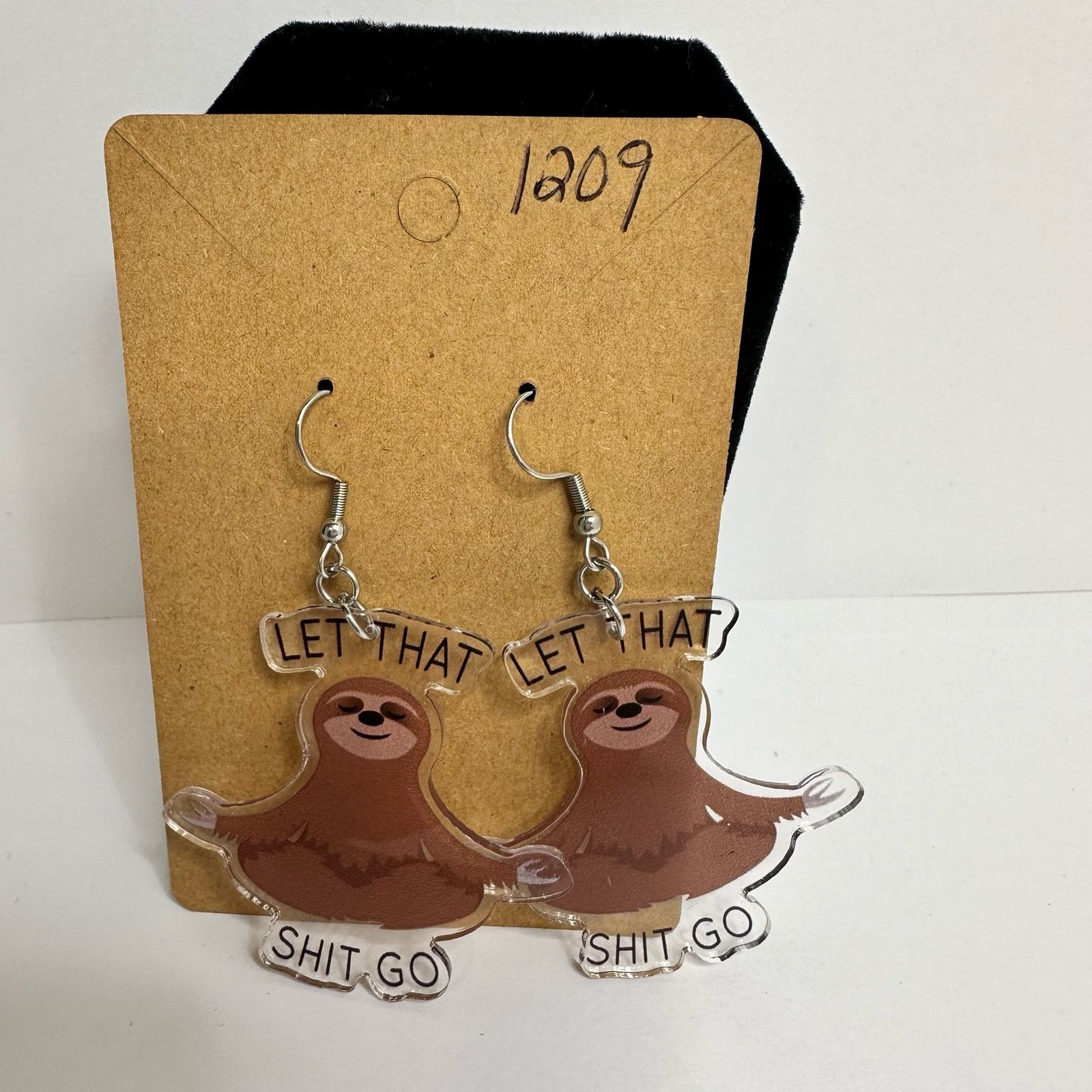 Other Sloth Meditating Earrings "Let That S**t Go" Funny Acrylic Size ONE SIZE - 6 Thumbnail
