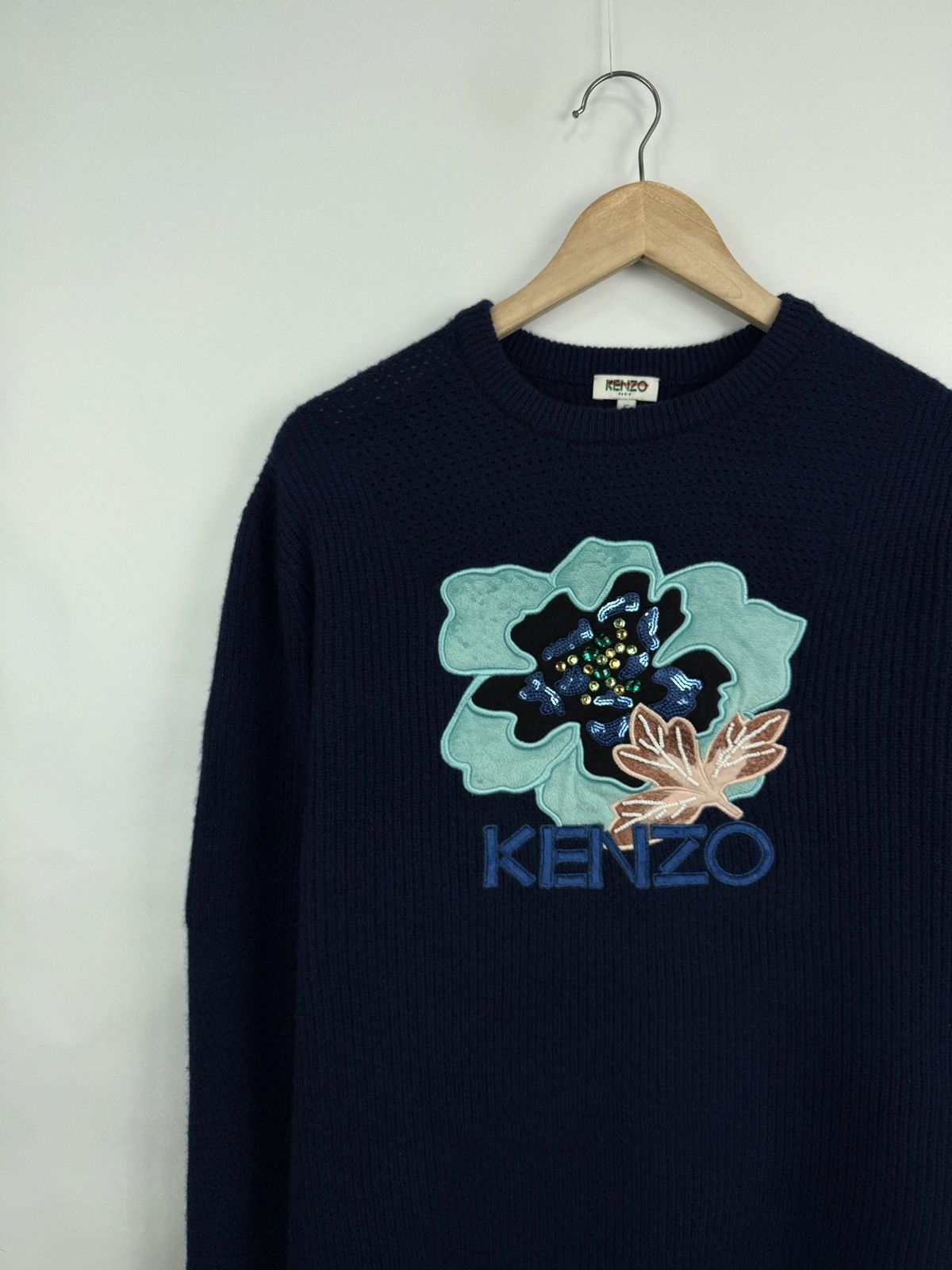 Kenzo 🇫🇷 Kenzo Paris Floral Embroidered Knit Sweater Dress Rare Y2K Size S / US 4 / IT 40 - 3 Thumbnail