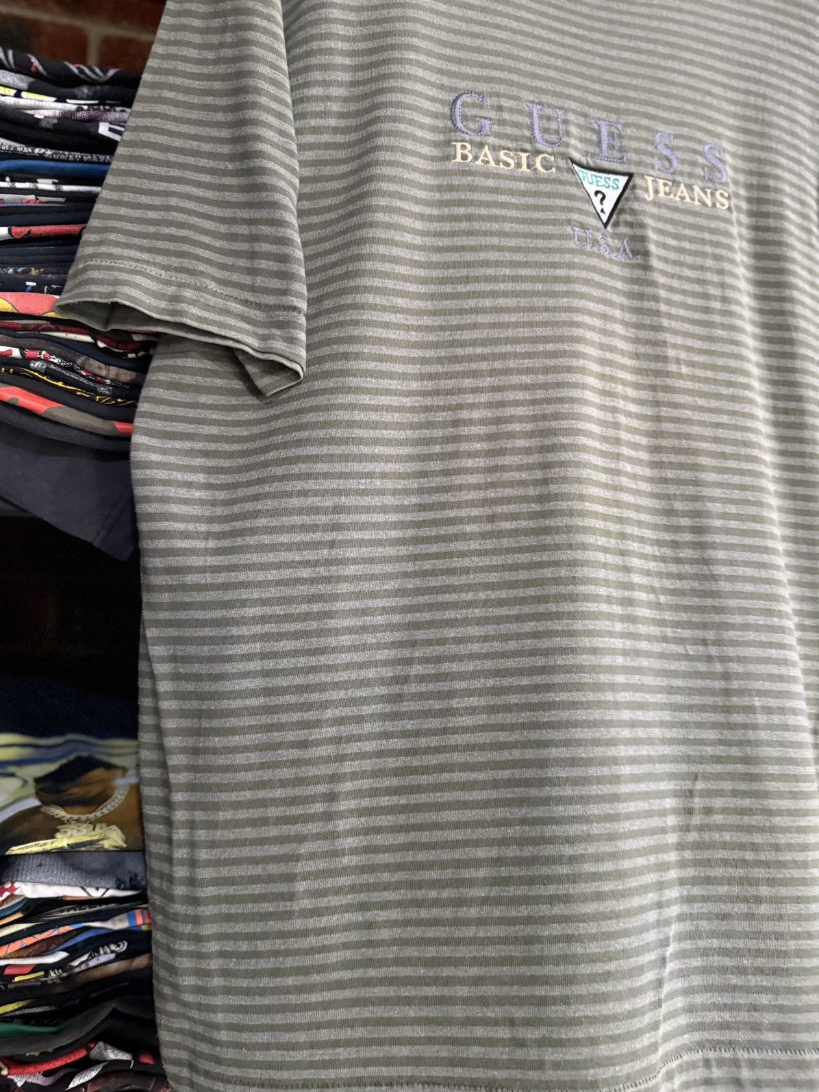 Guess × Vintage Vintage 90s Guess Georges Marciano Stripe Faded Tee Size US XL / EU 56 / 4 - 3 Thumbnail