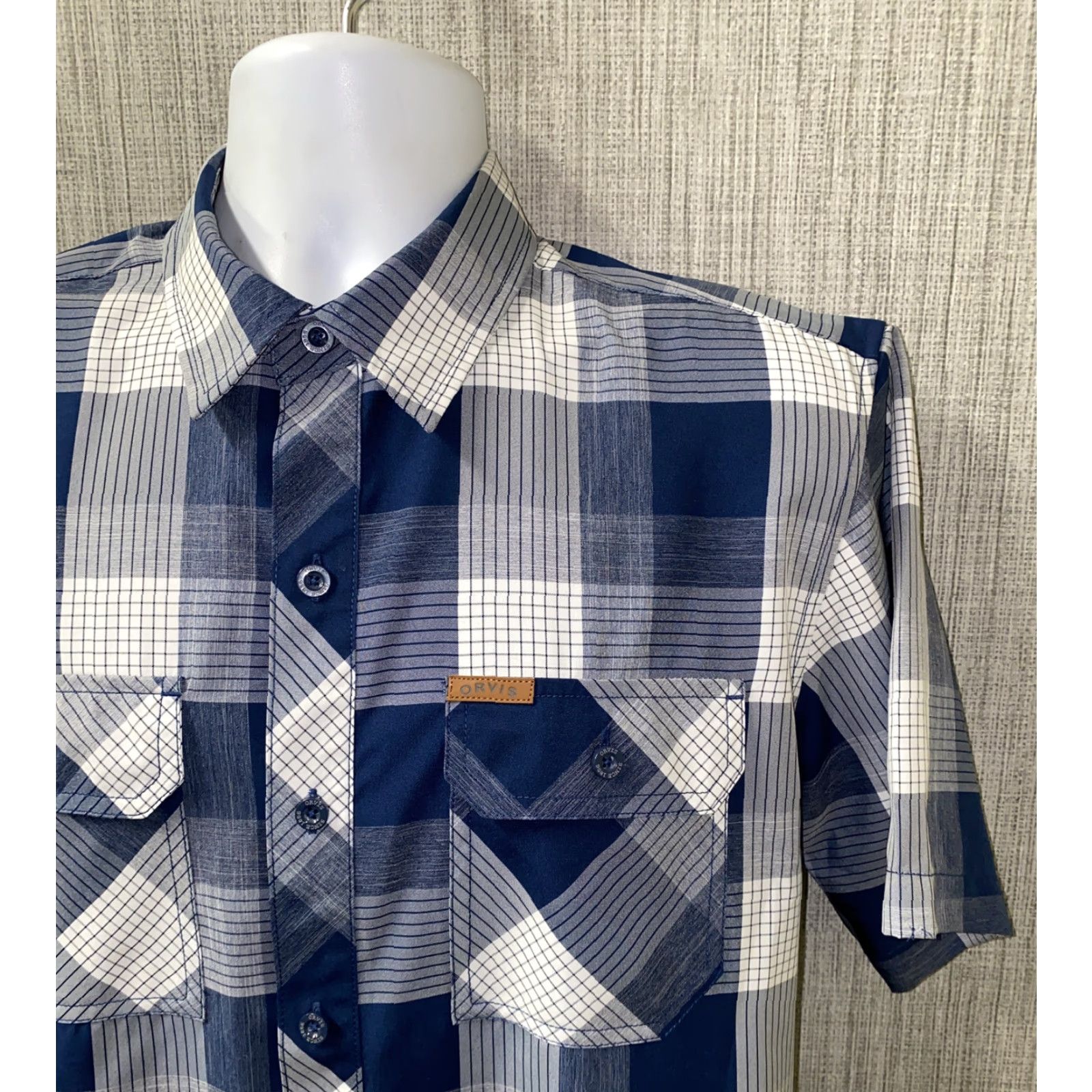 Orvis Orvis Shirt Mens Blue/White Checkered Short Sleeve Butron Front Size M Multicolor Button-Up Collared Button-Up Shirt Size US M / EU 48-50 / 2 - 2 Thumbnail