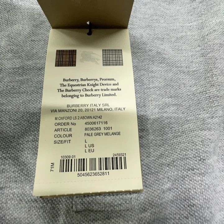 Burberry Burberry Burberry Long Sleeve Gray Polo Shirt-2507 Size US L / EU 52-54 / 3 - 8 Thumbnail