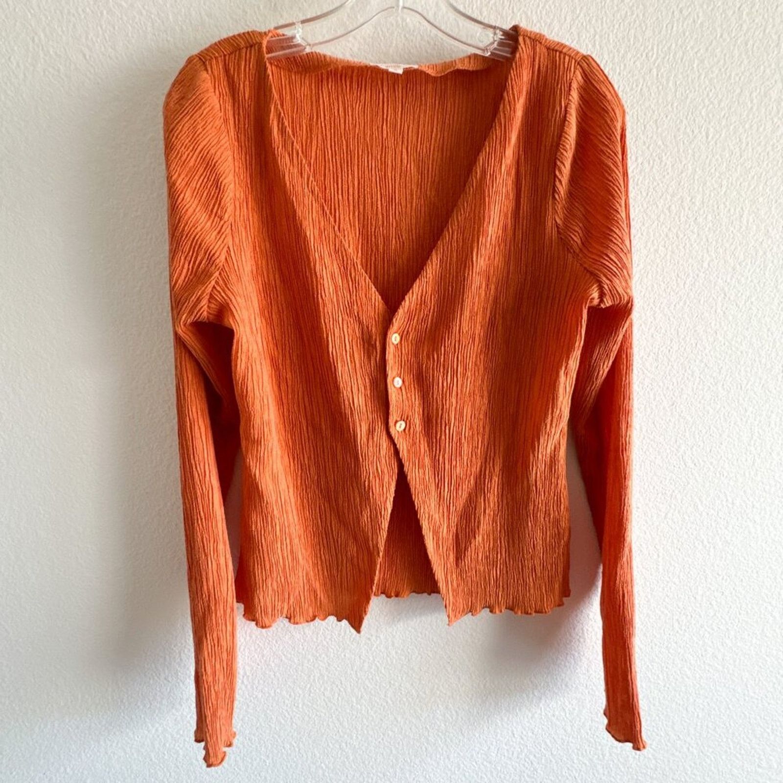Camila Coelho Camila Coelho Tais Long Sleeve Crinkle Top Orange Small Size S / US 4 / IT 40 - 1 Thumbnail