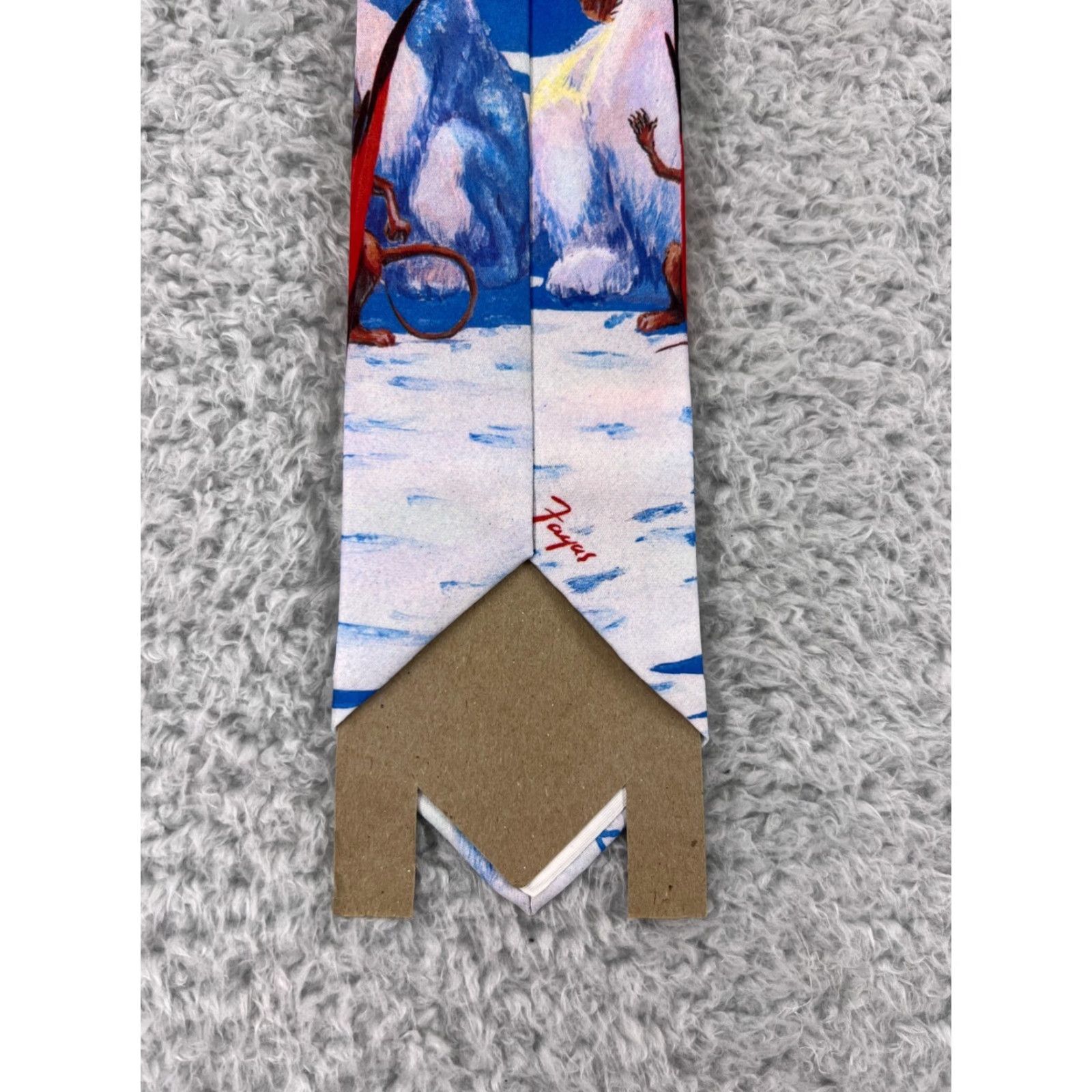 Vintage VINTAGE Ralph Marlin Mens Tie One Size Red Christmas Holiday Snow Man The Carolers Classic Pattern Size ONE SIZE - 5 Thumbnail