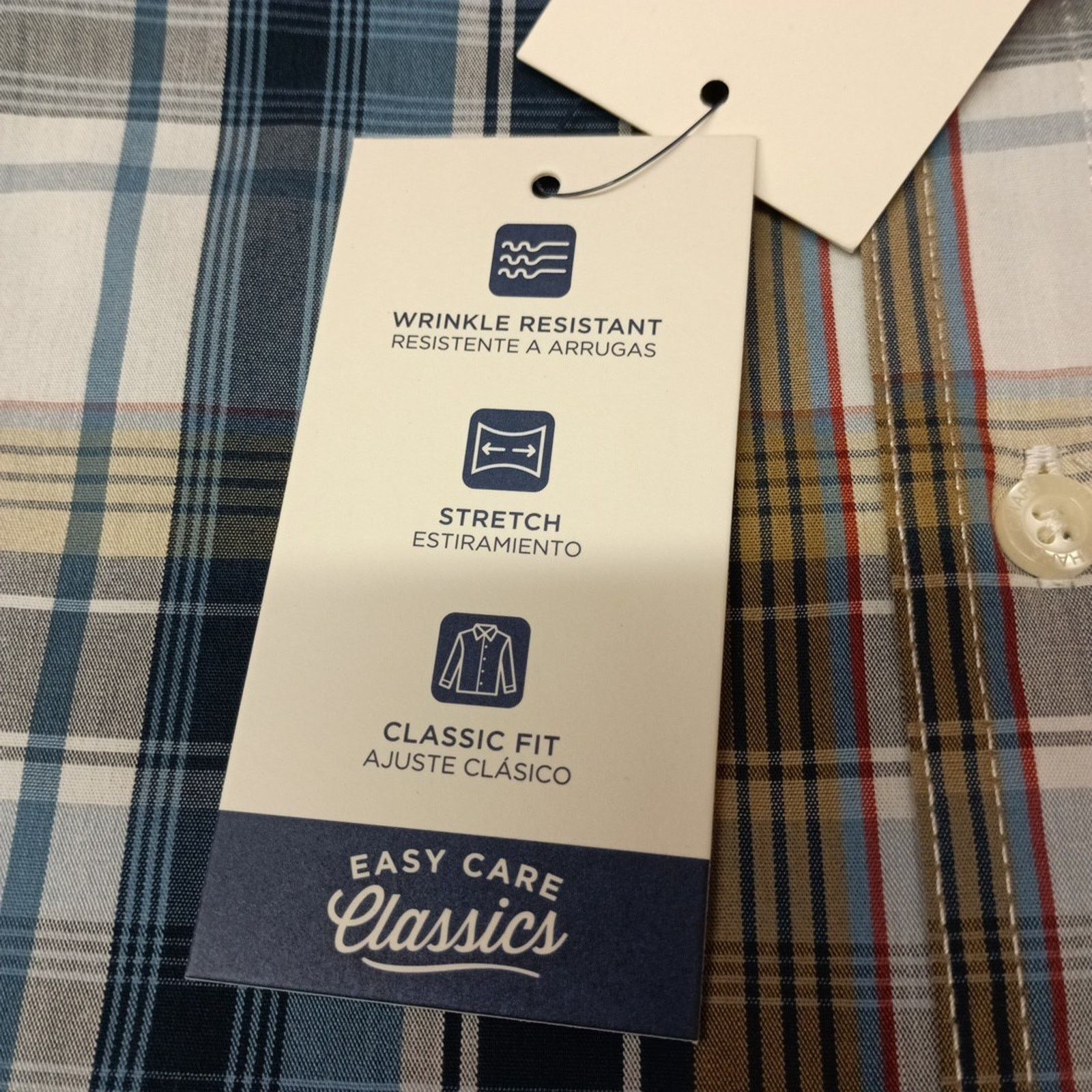 Chaps Chaps Woven Shirt Men's L Ivory Plaid Stretch Classic Fit Size US L / EU 52-54 / 3 - 5 Thumbnail