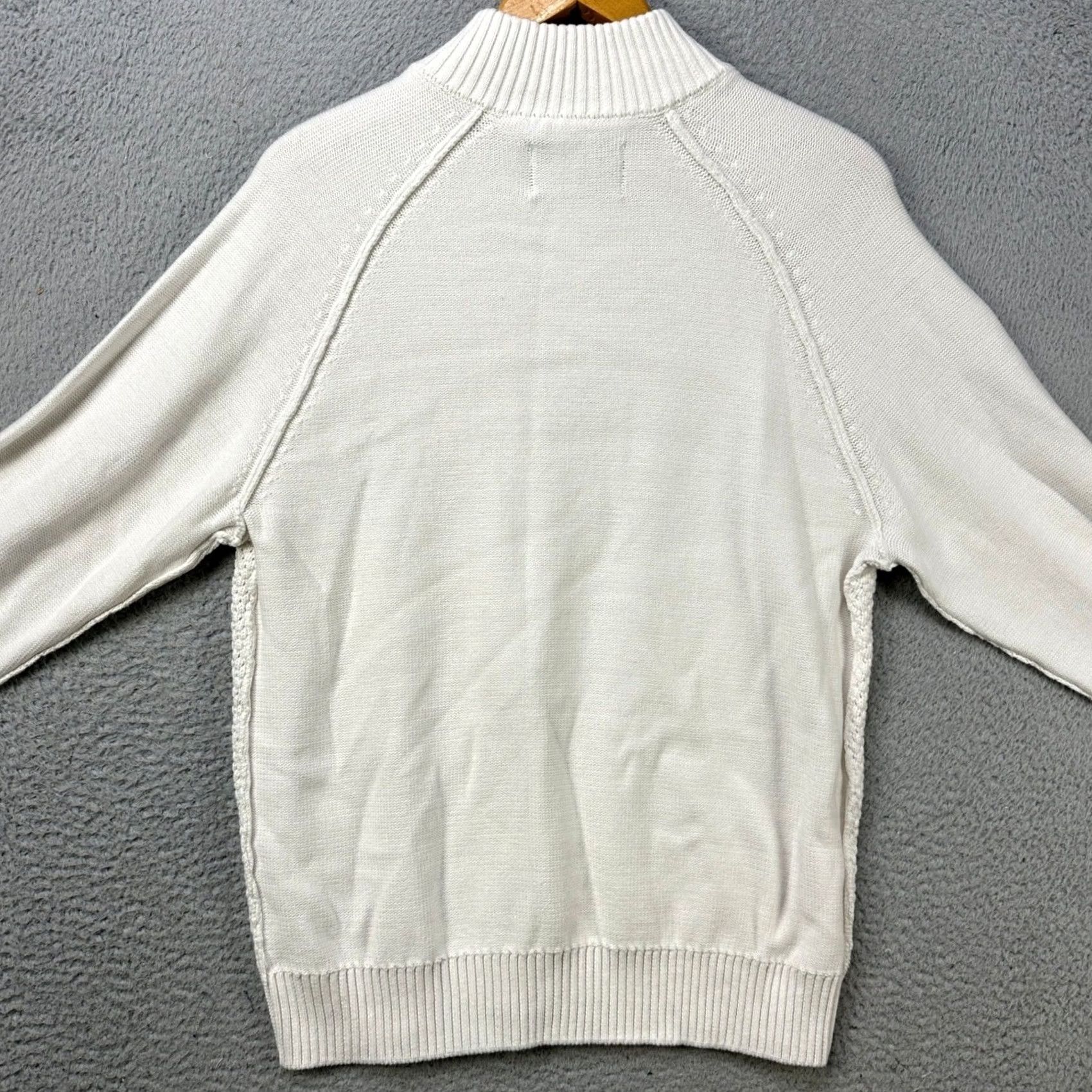 BKE BKE Mens Large Sweater White Textured Knit Button Neck Pullover Long Sleeve Casual Fall Winter EUC Size US L / EU 52-54 / 3 - 2 Thumbnail