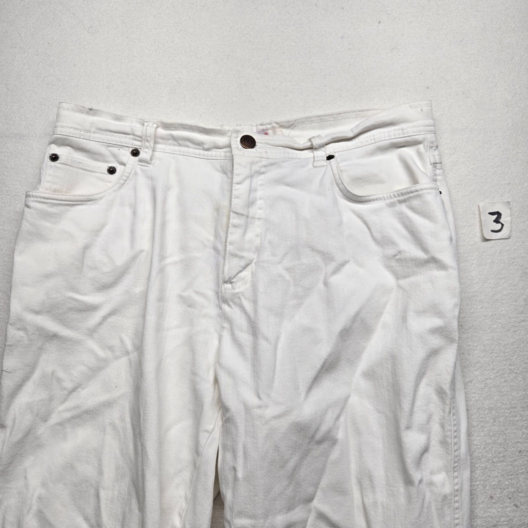 Bill Blass VINTAGE Bill Blass Women's Denim Jeans Size 10P Petite White High-Rise Straight Stretch Pants Size 32" / US 10 / IT 46 - 2 Thumbnail