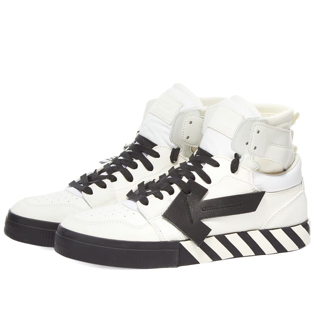 Off-White os11x0226 High Top Vulcanized Leather Sneakers Black/White Size US 8 / EU 41 - 2 Thumbnail