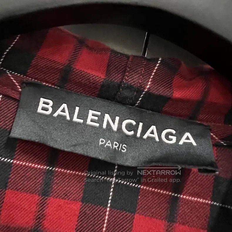 Balenciaga Balenciaga size 37 Black and Red Plaid Hooded Zip Jacket Size US M / EU 48-50 / 2 - 4 Thumbnail