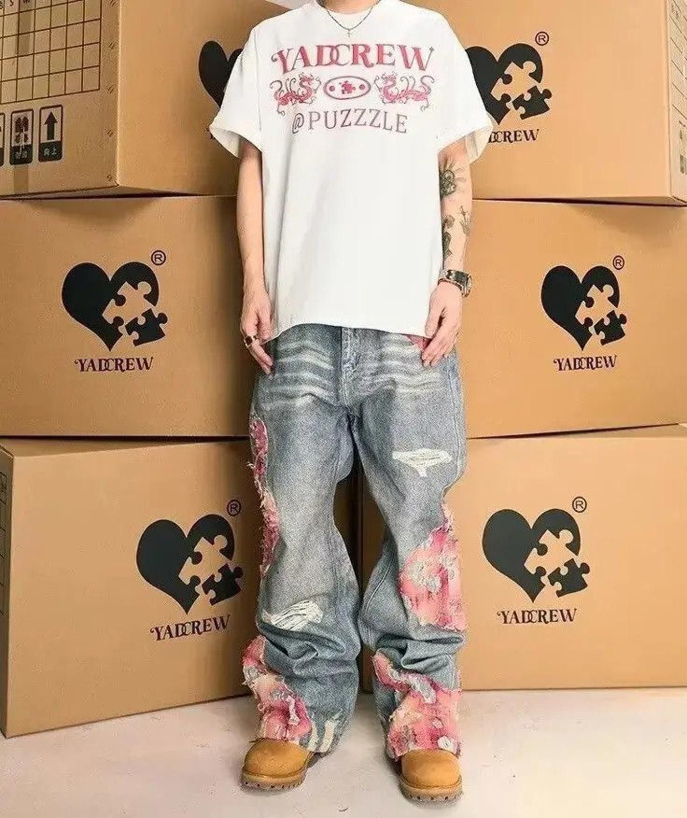 Other Torn Print Contrast Patchwork Loose Jeans Size US 33 - 1 Thumbnail