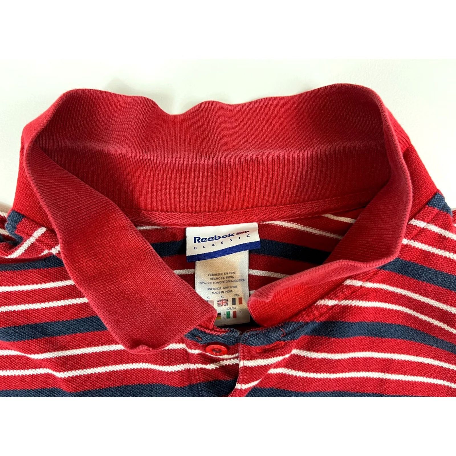 Reebok VINTAGE Reebok Polo Shirt Striped XL Men’s Polo Shirt Red 90s Classic Embroidered Logo Sports Shirt Mens Size US XL / EU 56 / 4 - 5 Thumbnail