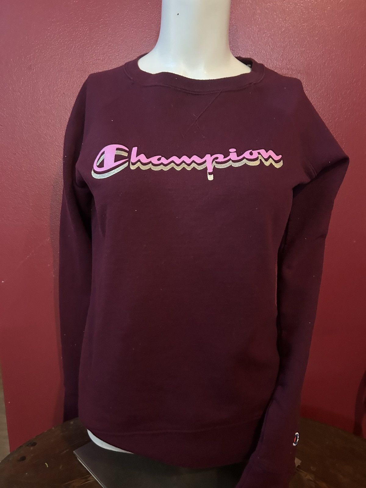 Champion CHAMPION Sweatshirt XS Pullover Maroon Crew Neck Fleece Size XS / US 0-2 / IT 36-38 - 1 Thumbnail
