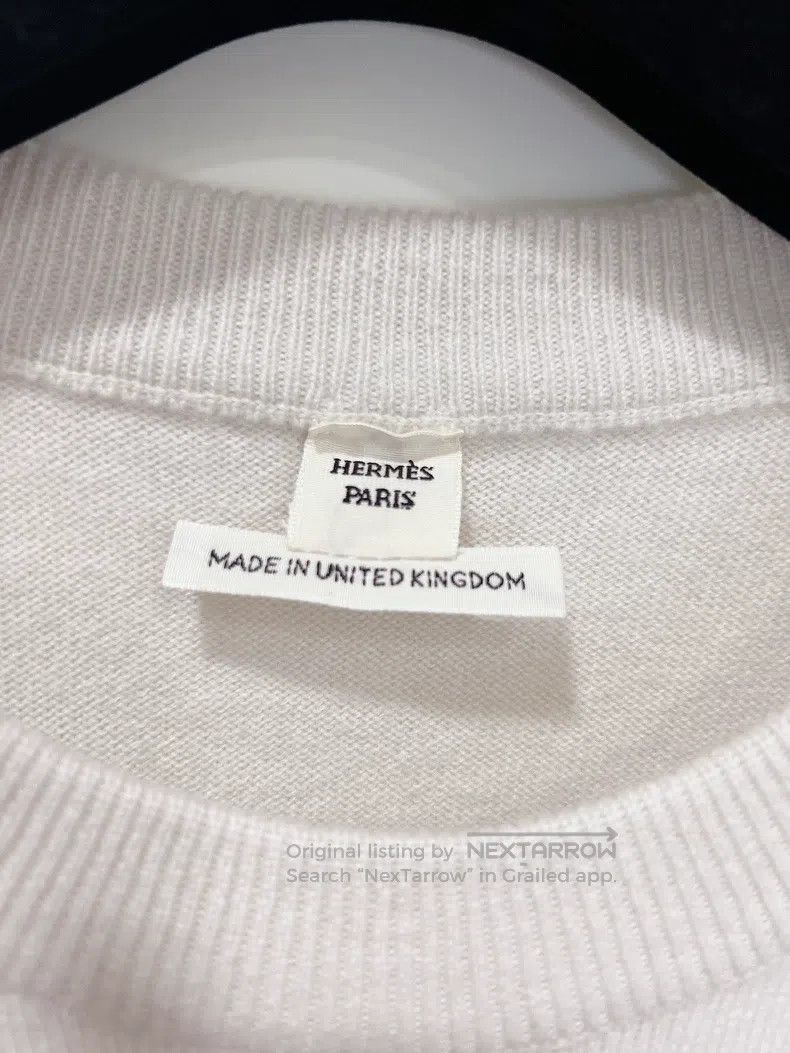 Hermes Hermes White Cashmere Short Sleeve T-Shirt Size XS / US 0-2 / IT 36-38 - 7 Thumbnail