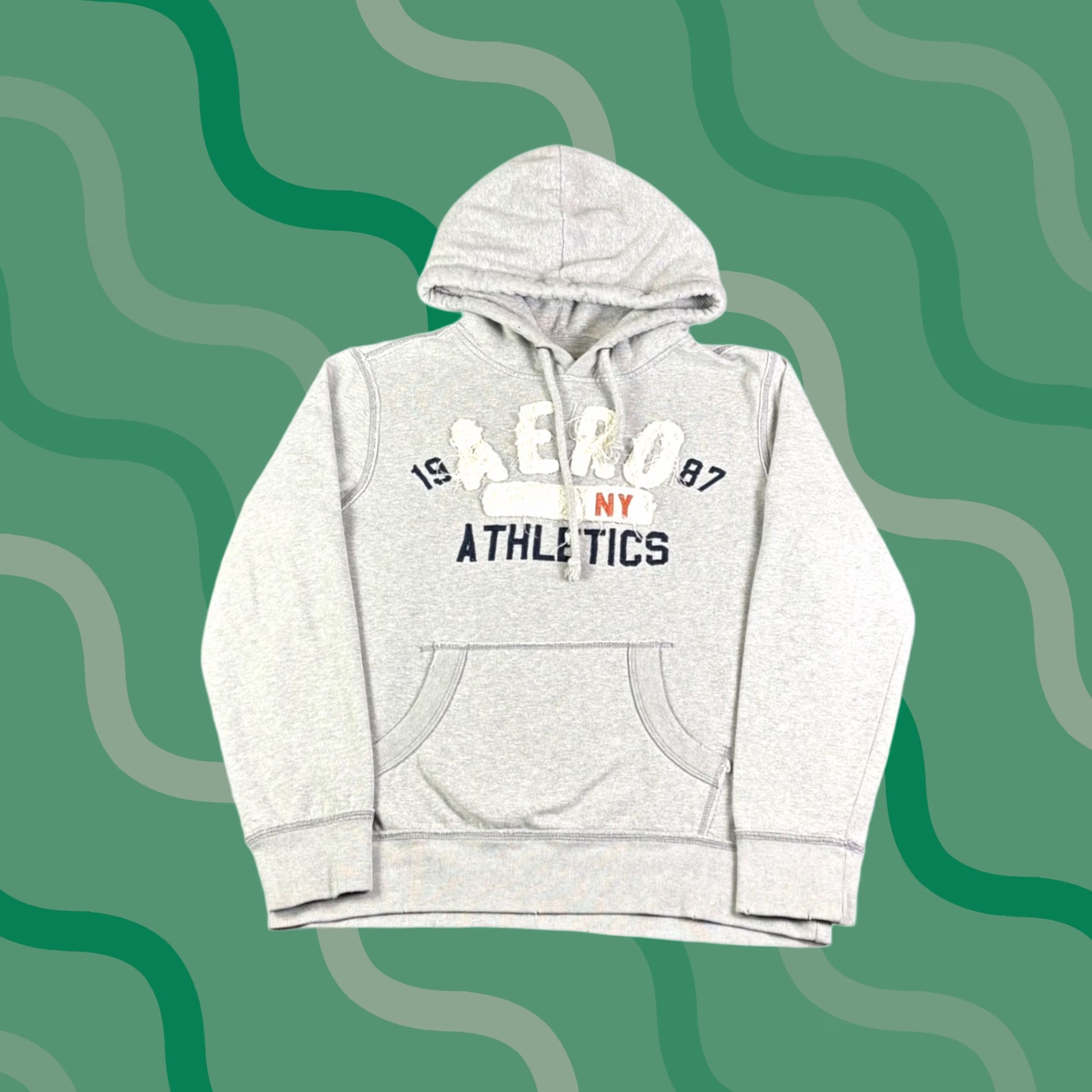 Aeropostale Aeropostale Mens Hoodie Distressed Logo Pullover Gray M Sweatshirt Graphic Print 90s College Athletic Astr o Boy Size US M / EU 48-50 / 2 - 1 Thumbnail