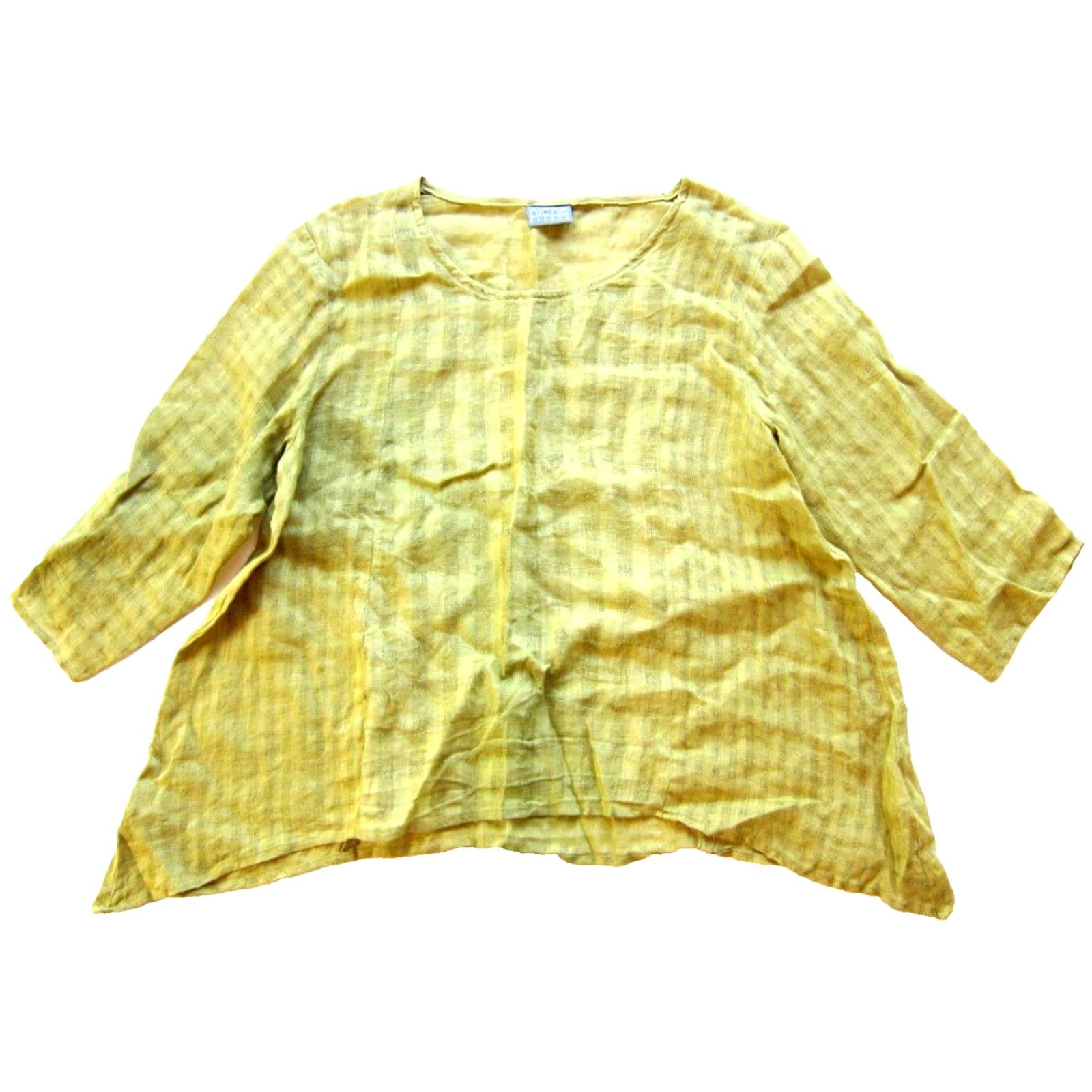 Vintage Niche Nilgun Derman 100% Linen Mustard Yellow 3/4 Sleeve Tunic Blouse M Womens Size M / US 6-8 / IT 42-44 - 2 Thumbnail