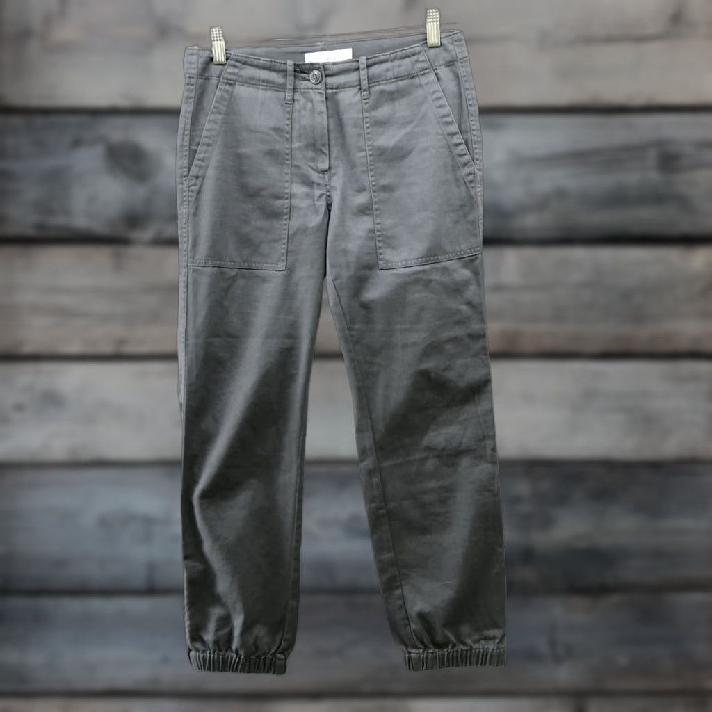 Vintage L.L. Bean Signature Chino Jogger Pants Womens Size 4 Gray Mid Rise Flat Front Pockets Twill Cotton Blend Dress Casual Workwear Size 27" / US 4 / IT 40 - 1 Thumbnail