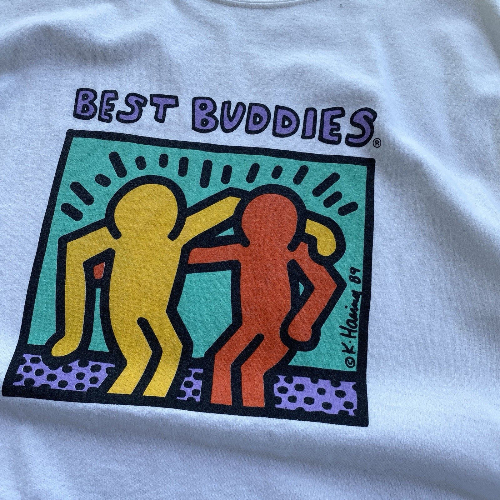 Keith Haring Vintage 1989 Keith Haring Best Buddies tee T Shirt Band tee Size US XL / EU 56 / 4 - 5 Thumbnail