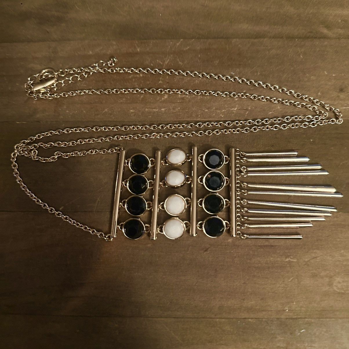Other Long gold tone gemstone fringe necklace Size ONE SIZE - 2 Thumbnail