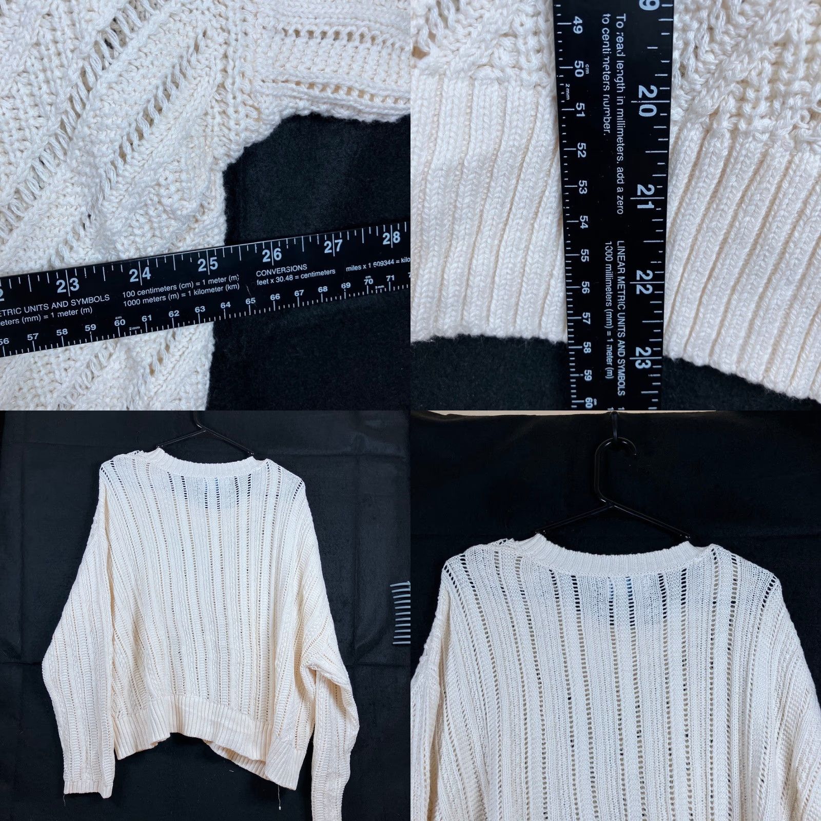 Old Navy Old Navy Sweater Women's Cream Cropped Crew Neck Open Knit Cotton XL Size XL / US 12-14 / IT 48-50 - 8 Thumbnail