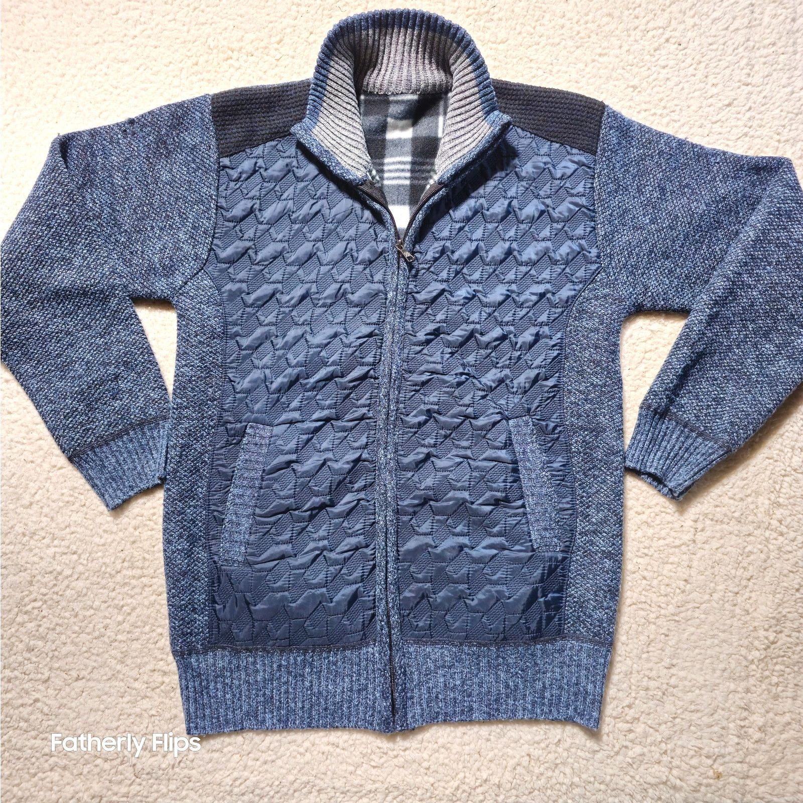 Other Msmsse Men's Blue Fleece Lined Textured Sweater Jacket L Size US L / EU 52-54 / 3 - 1 Thumbnail