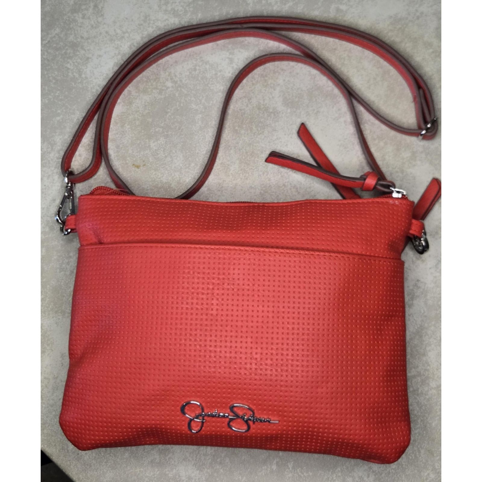 Jessica Simpson Jessica Simpson red leather zipper front pocket crossbody Size ONE SIZE - 1 Thumbnail