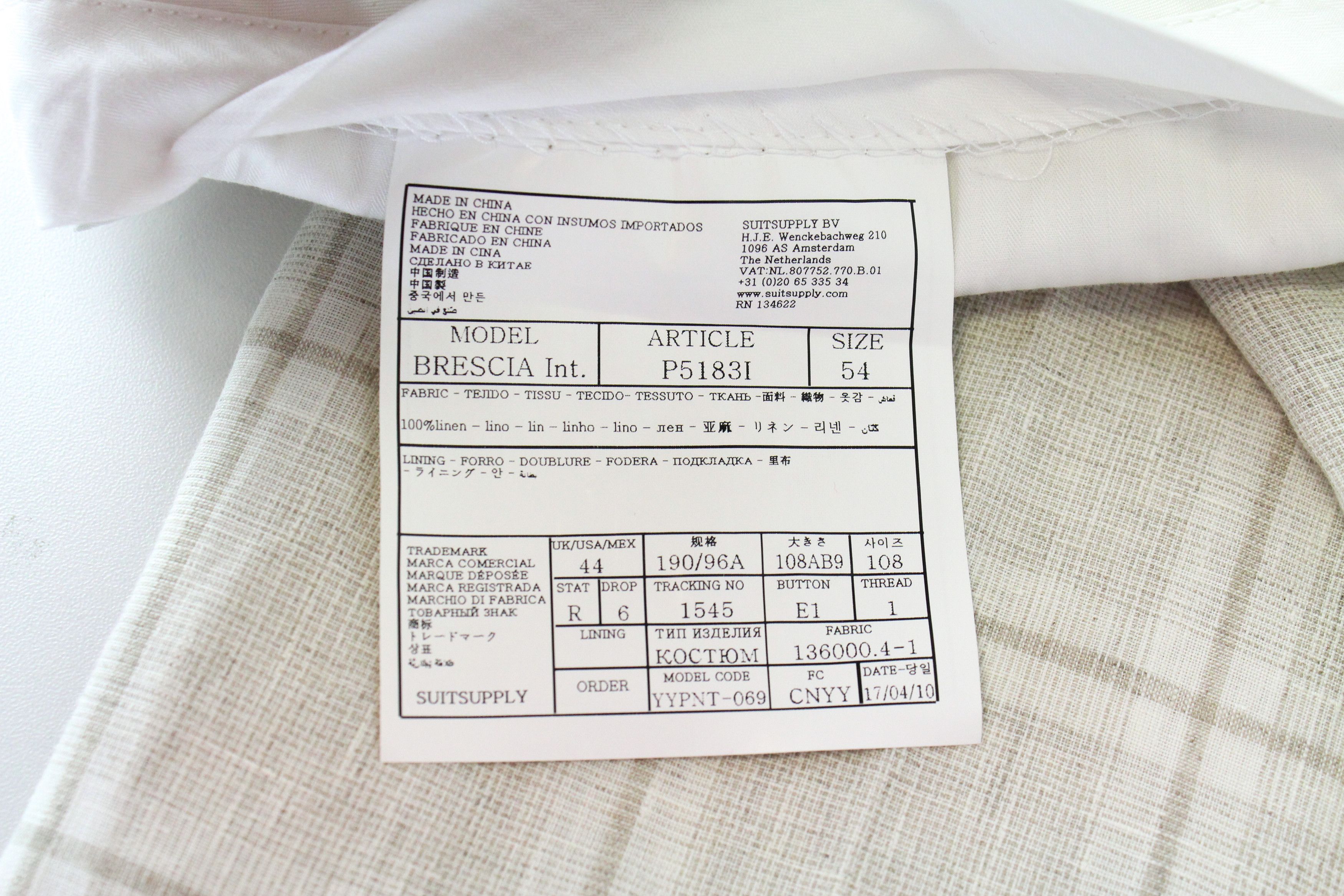 Suitsupply UK44R Beige Linen Checked Pleated Trousers 60405 Size US 44 / EU 60 - 6 Thumbnail