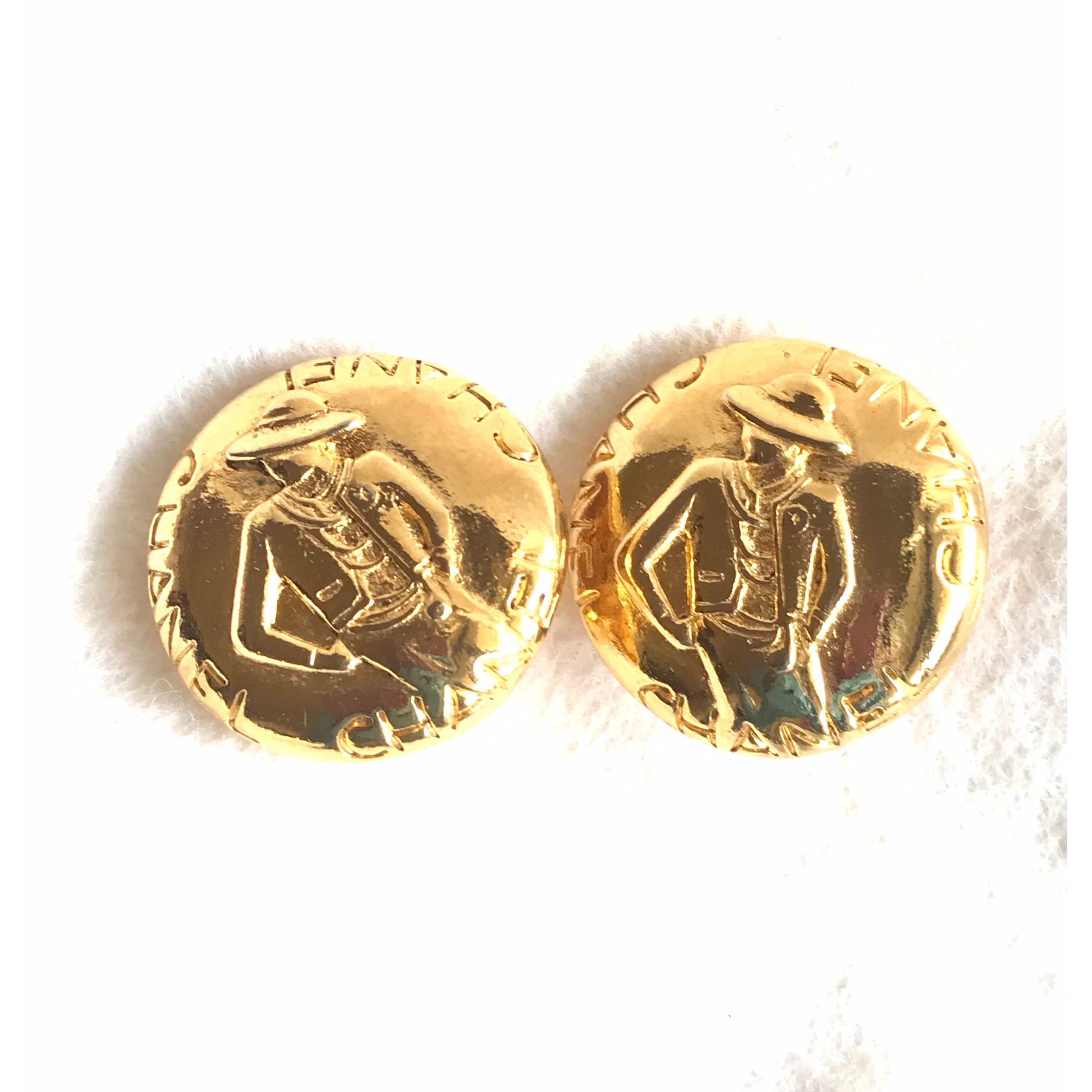 Chanel Vintage CHANEL gold tone round earrings with mademoiselle Size ONE SIZE - 4 Thumbnail