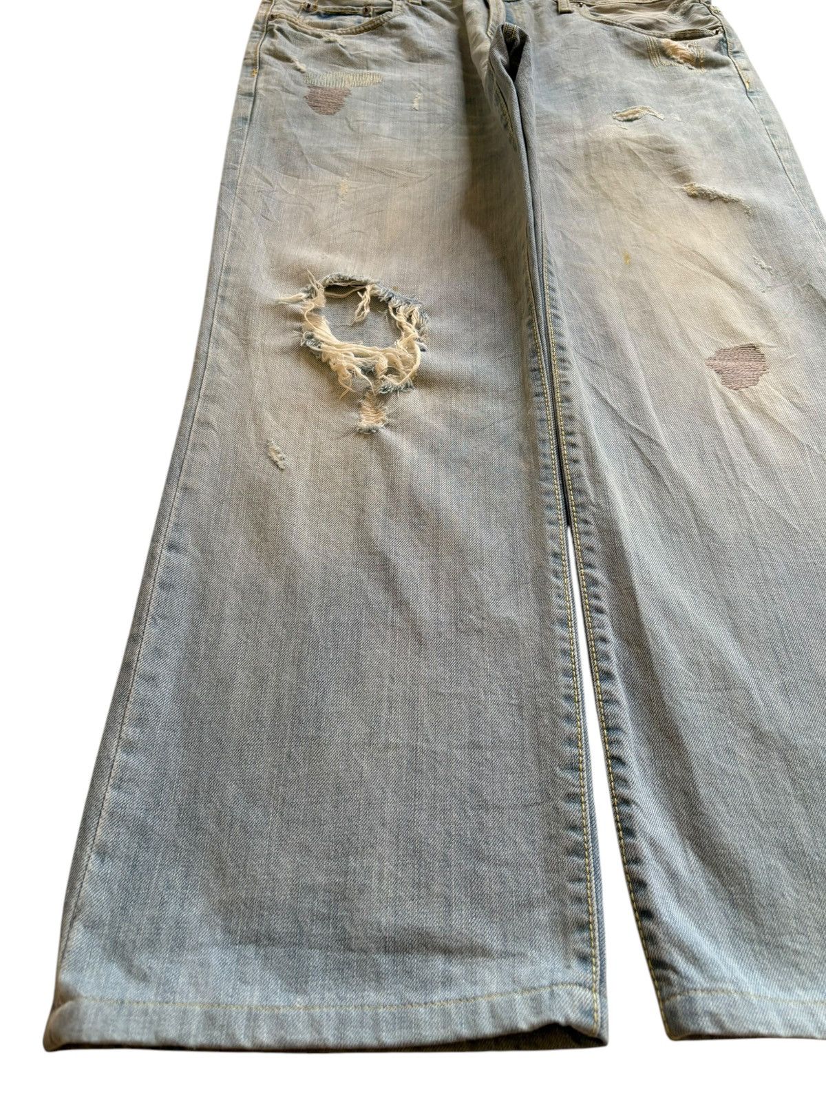 Aeropostale × Japanese Brand Vintage Japanese Brand Sashiko Style Rip Loose Baggy Jeans Size US 38 / EU 54 - 6 Thumbnail