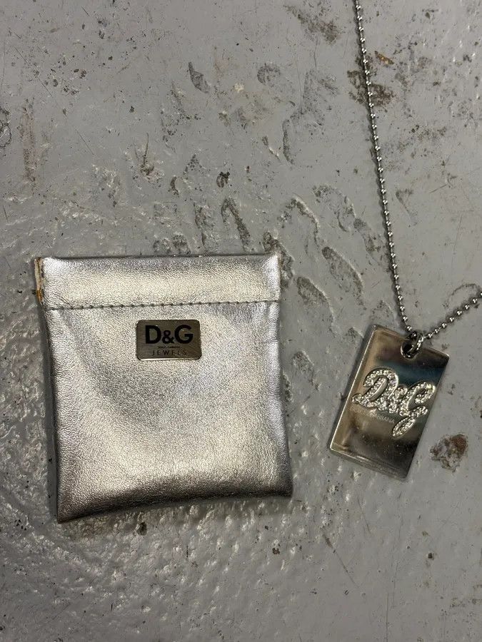 Dolce & Gabbana 2000s Dolce & Gabbana Dog Tag Pave Logo Necklace Size ONE SIZE - 6 Thumbnail
