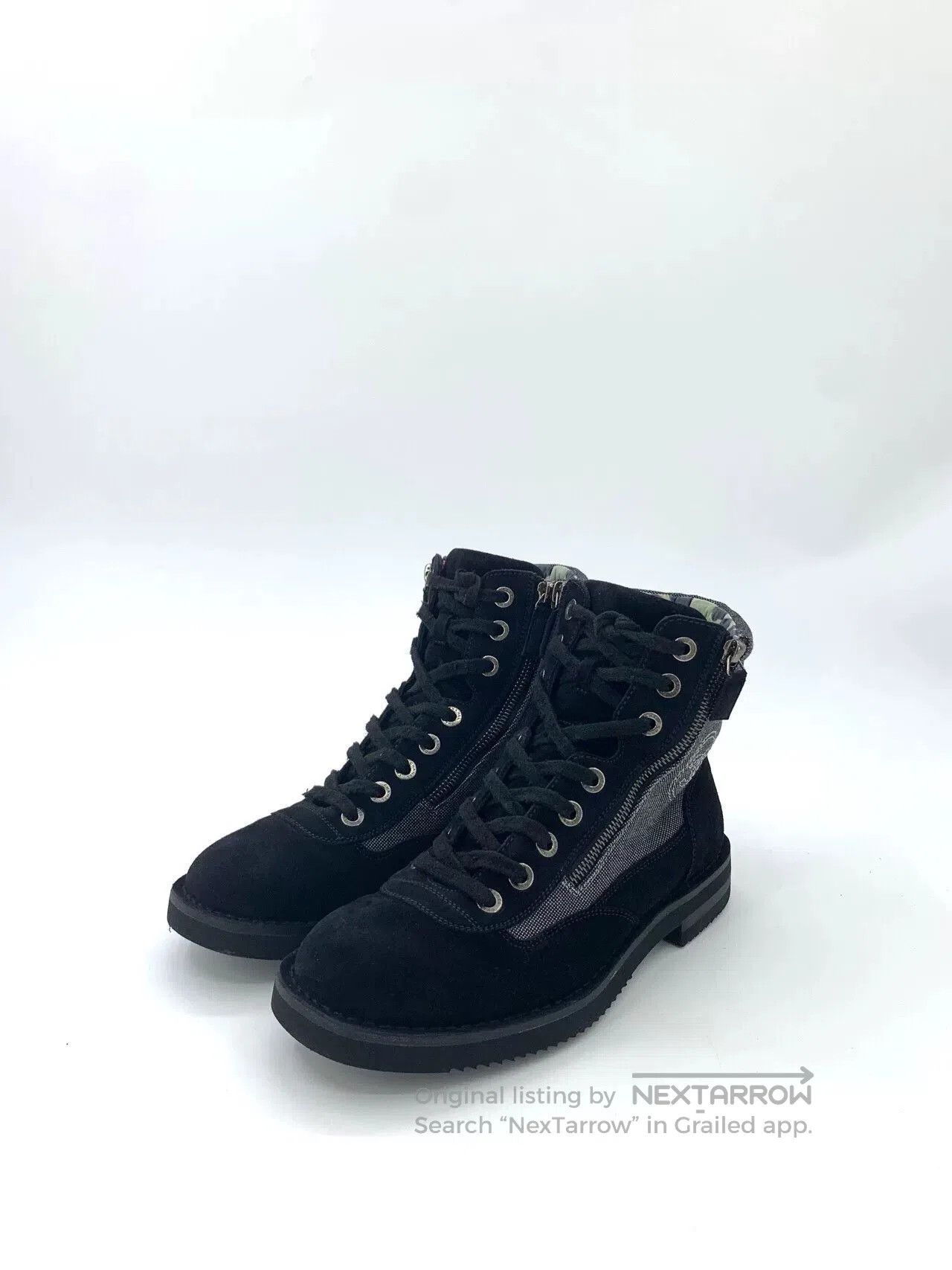 Chanel Suede Lace-Up Short Boots.