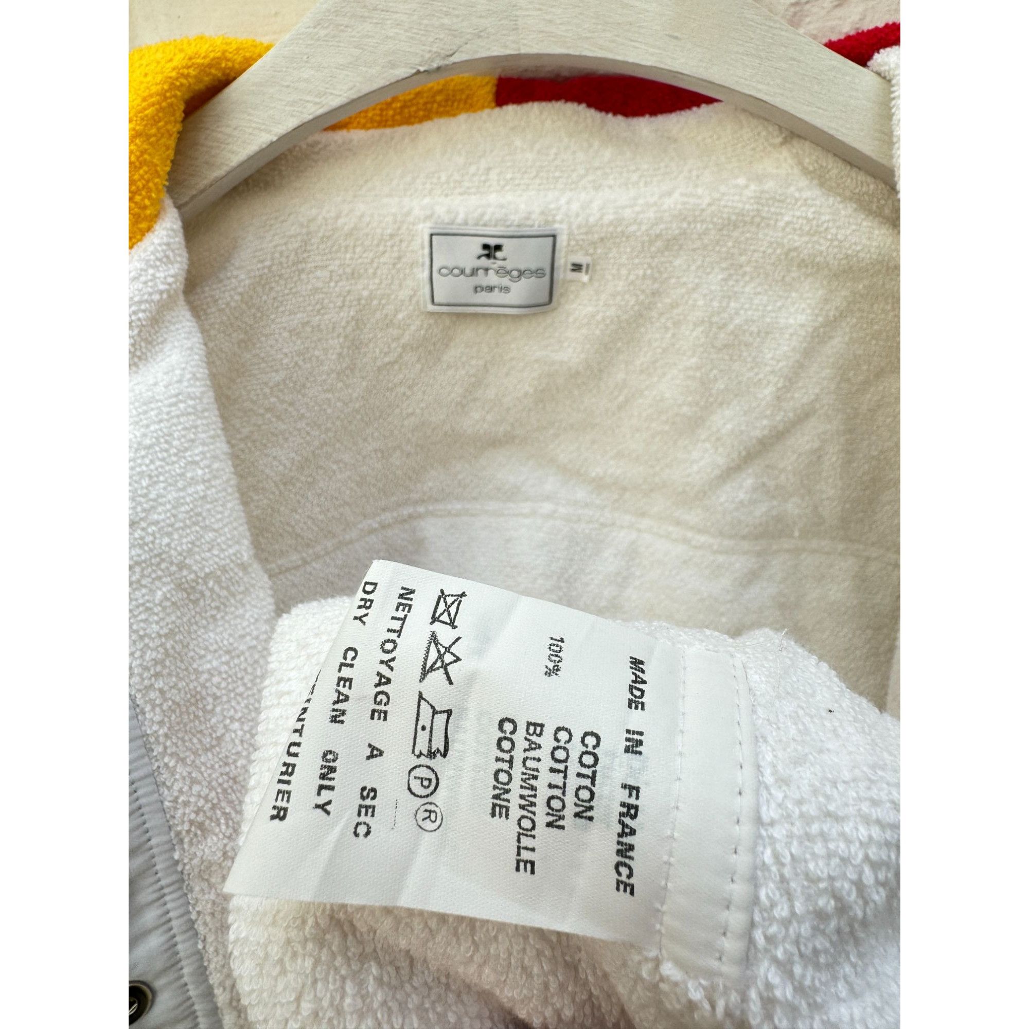 Courreges 1970s Multicolor Long Cotton Coat Size M / US 6-8 / IT 42-44 - 6 Thumbnail