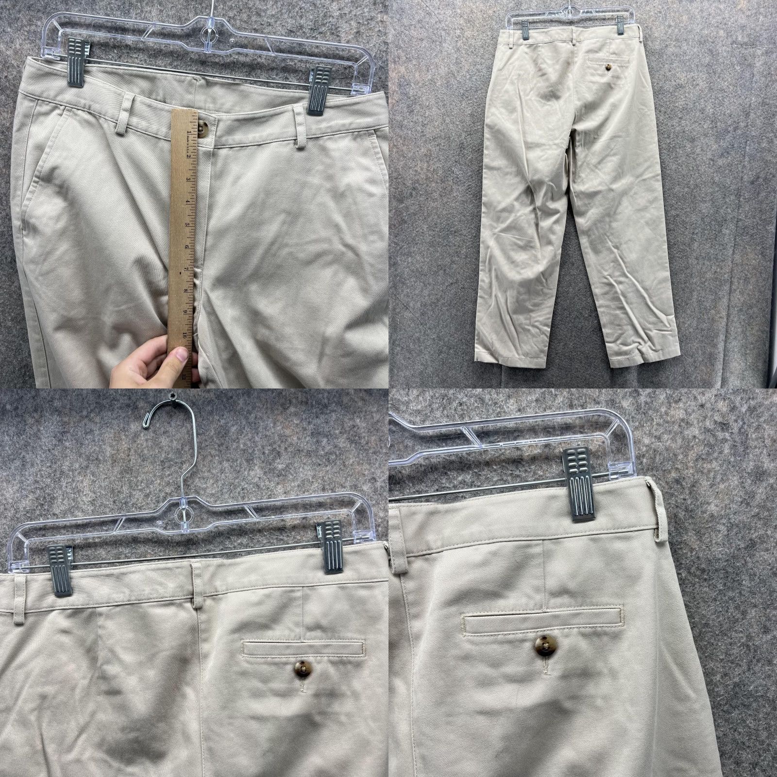 Vintage L.L. Bean Pants Women 6 Khaki Beige Chino Canvas Regular Rise Mid 8.5-10.5 Inseam 27 in Pockets Shirt? (No, Pants) Size 28" / US 6 / IT 42 - 8 Thumbnail