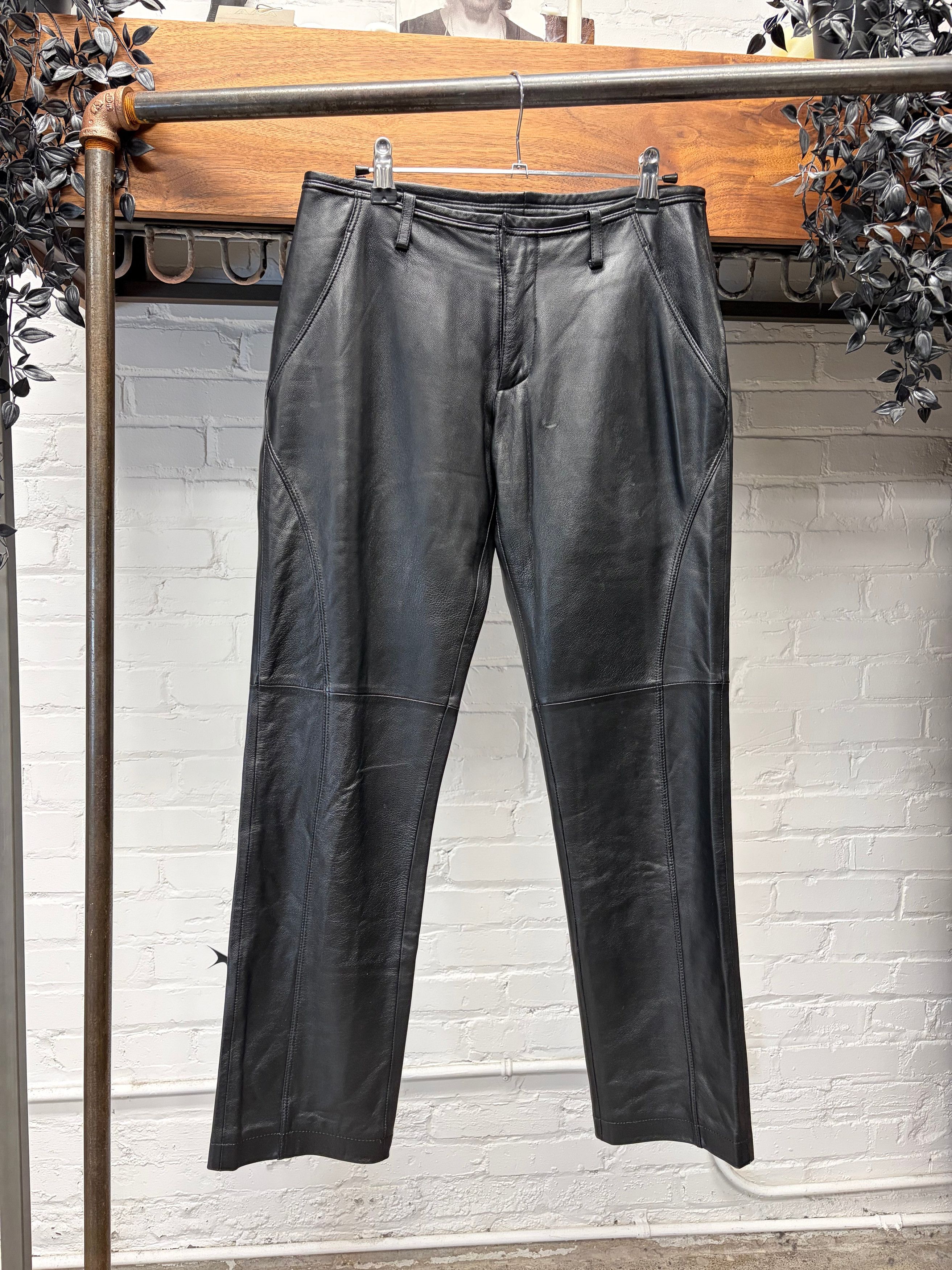 Jean Paul Gaultier Vintage 90s Jean Paul Gaultier Homme Leather ‘Darted’ Pants Size US 28 / EU 44 - 1 Thumbnail