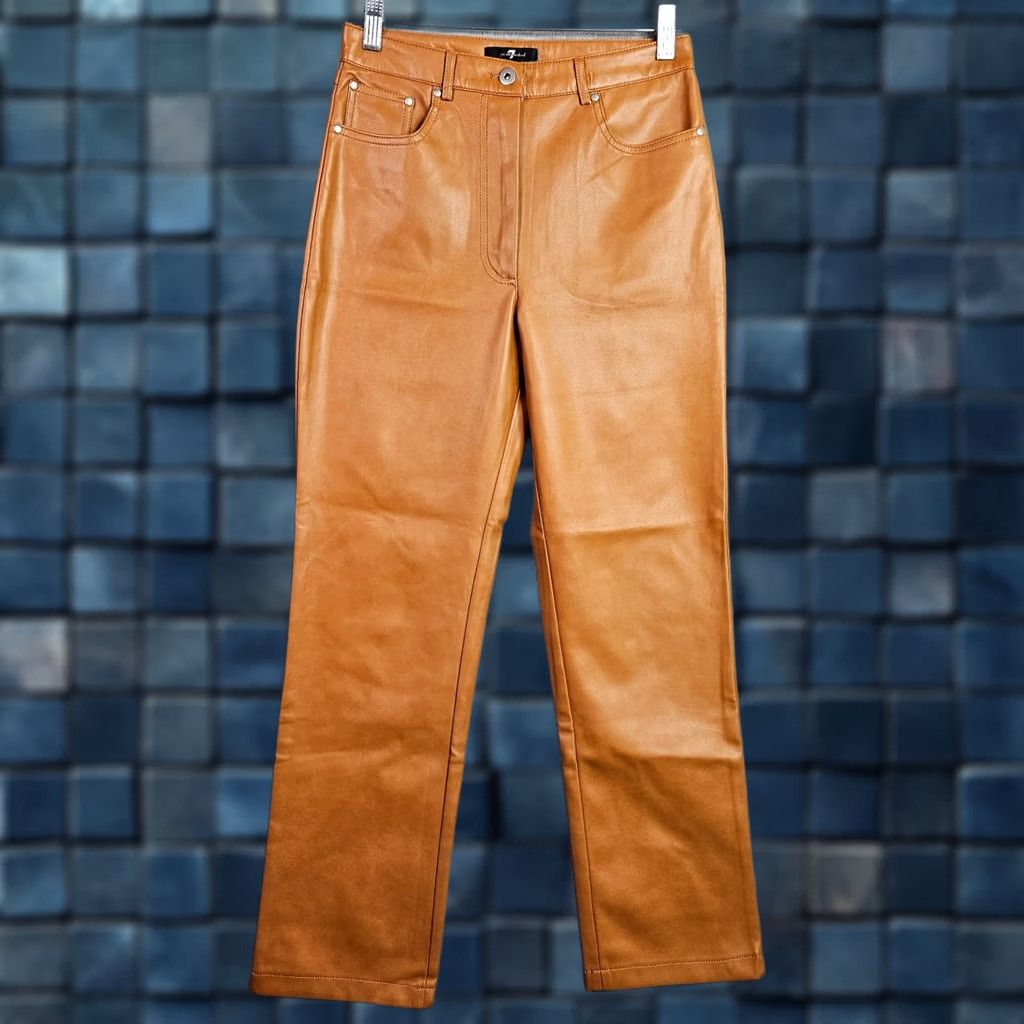 7 For All Mankind 7 For All Mankind Women's Faux Leather Caramel Straight Pants S Size 28" / US 6 / IT 42 - 1 Thumbnail
