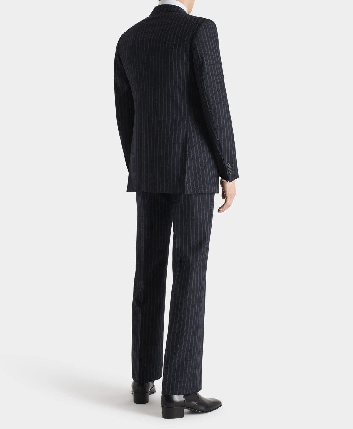HUSBANDS SINGLE-BREASTED SUIT NAVY WITH LIGHT GREY PINSTRIPES Size 52R - 5 Thumbnail