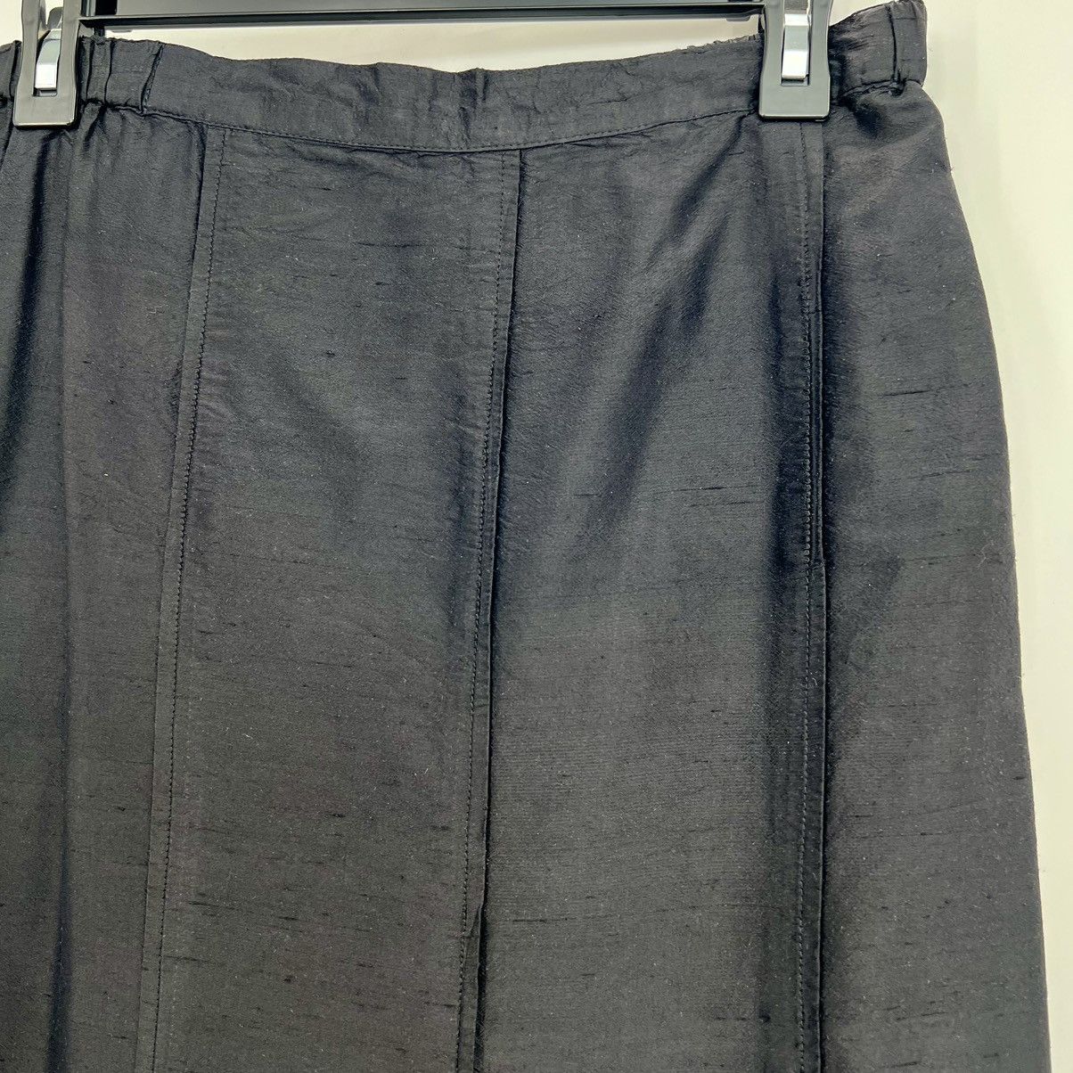 Flax 100% Silk Maxi Skirt Elastic Waist Ruffle Hem Black