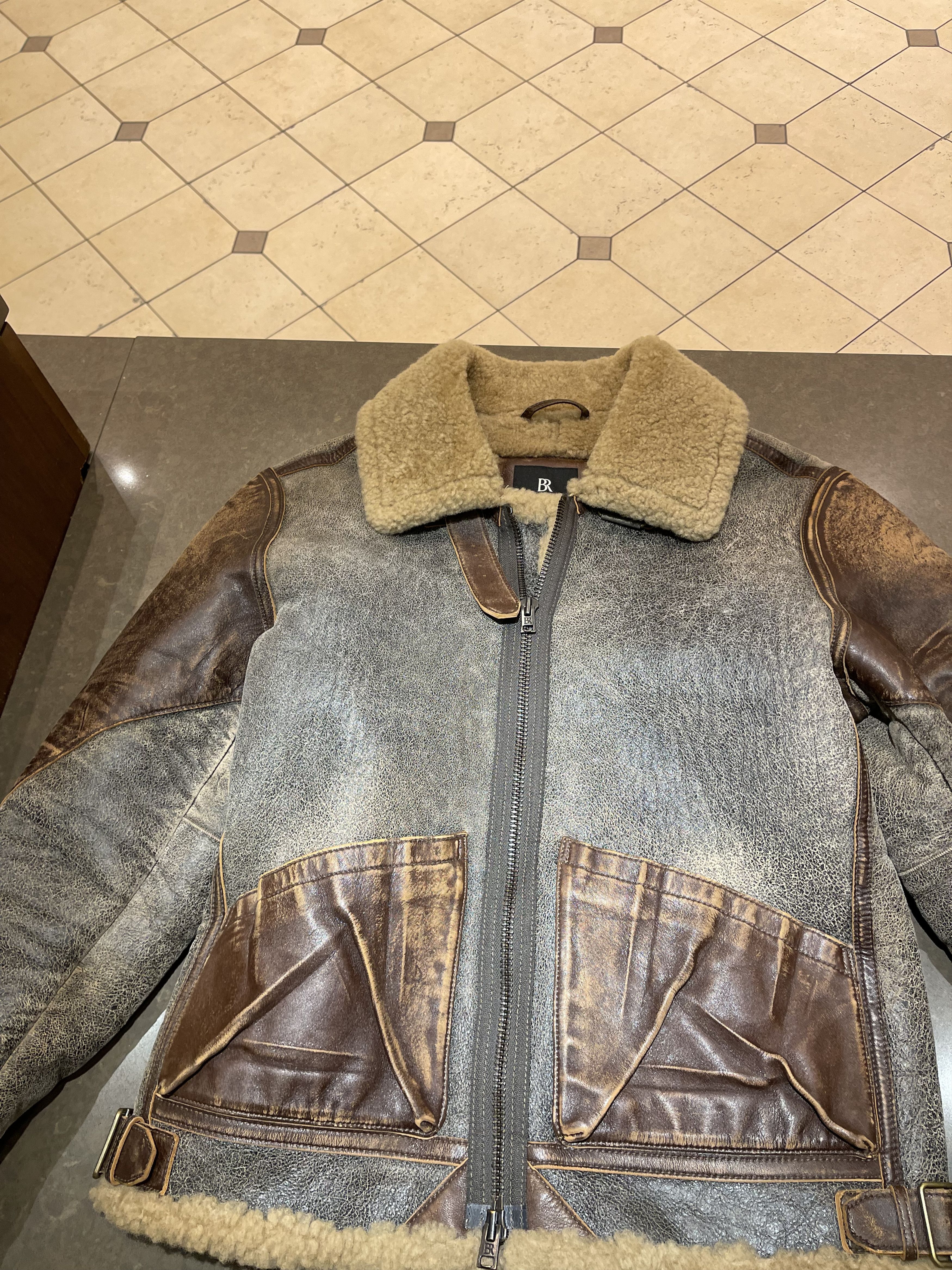 image of Banana Republic Shearling Flight Jacket in Brown, Men's (Size Medium)