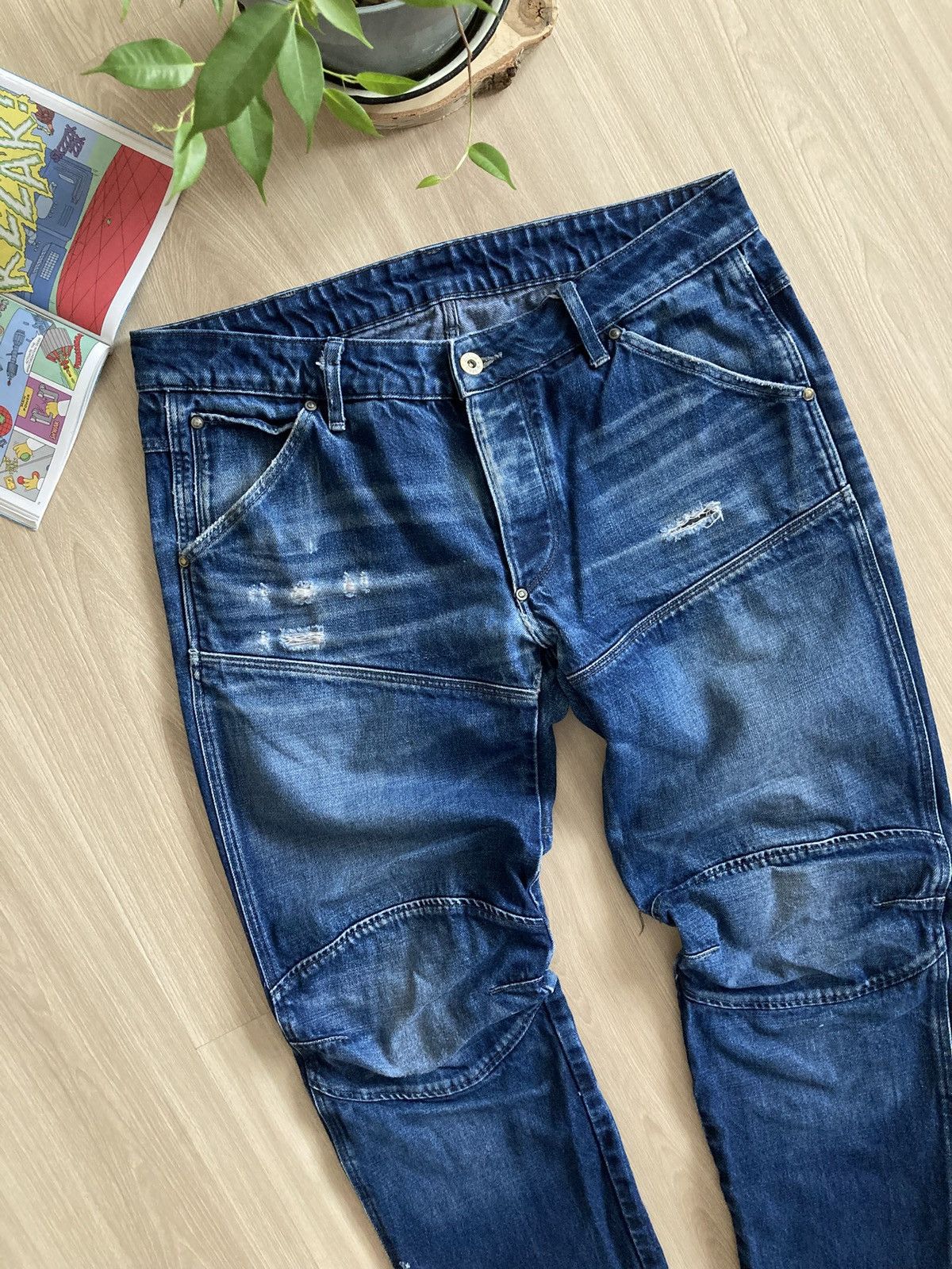 G-Star Vintage G-Star Raw 3D Low Tapered Denim Dirty Pants Jeans Size US 34 / EU 50 - 6 Thumbnail