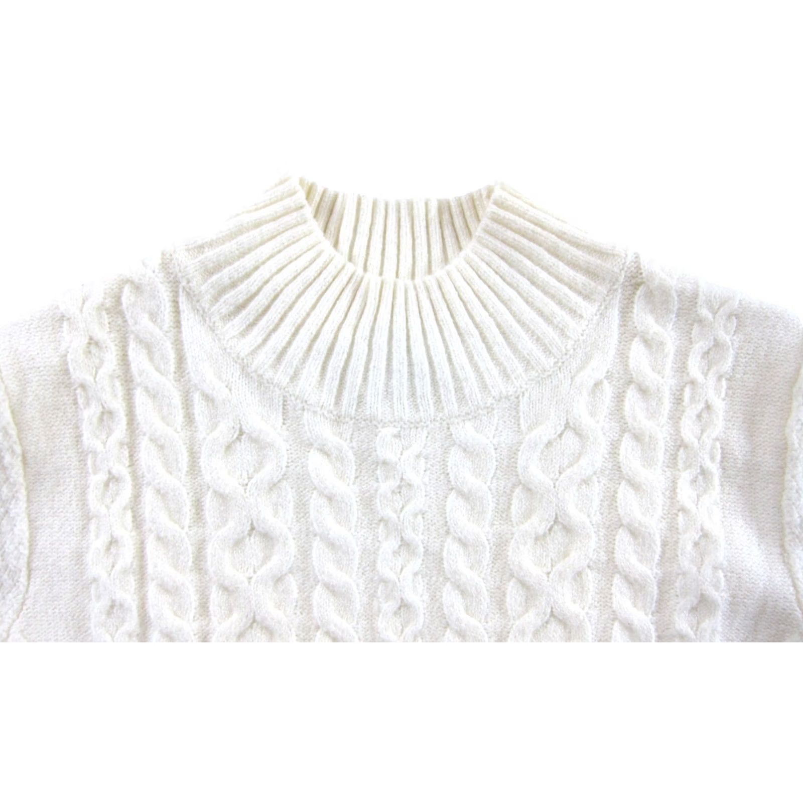 J. Jill J. Jill Sweater Cotton Knit Mock Neck Cable Knit Ivory Small Womens Pullover, 53% cotton 47% nylon, Machine Washable, Relaxed Fit, Vintage No Size S / US 4 / IT 40 - 4 Thumbnail