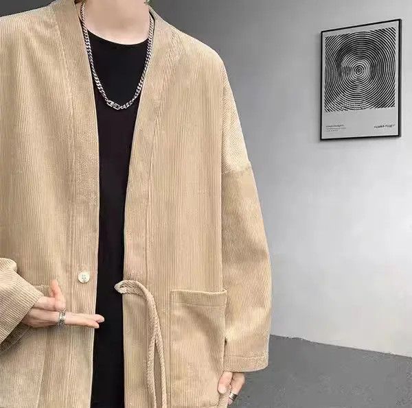 VIBE Brown patchwork corduroy kimono cardigan jacket Size US XL / EU 56 / 4 - 6 Thumbnail